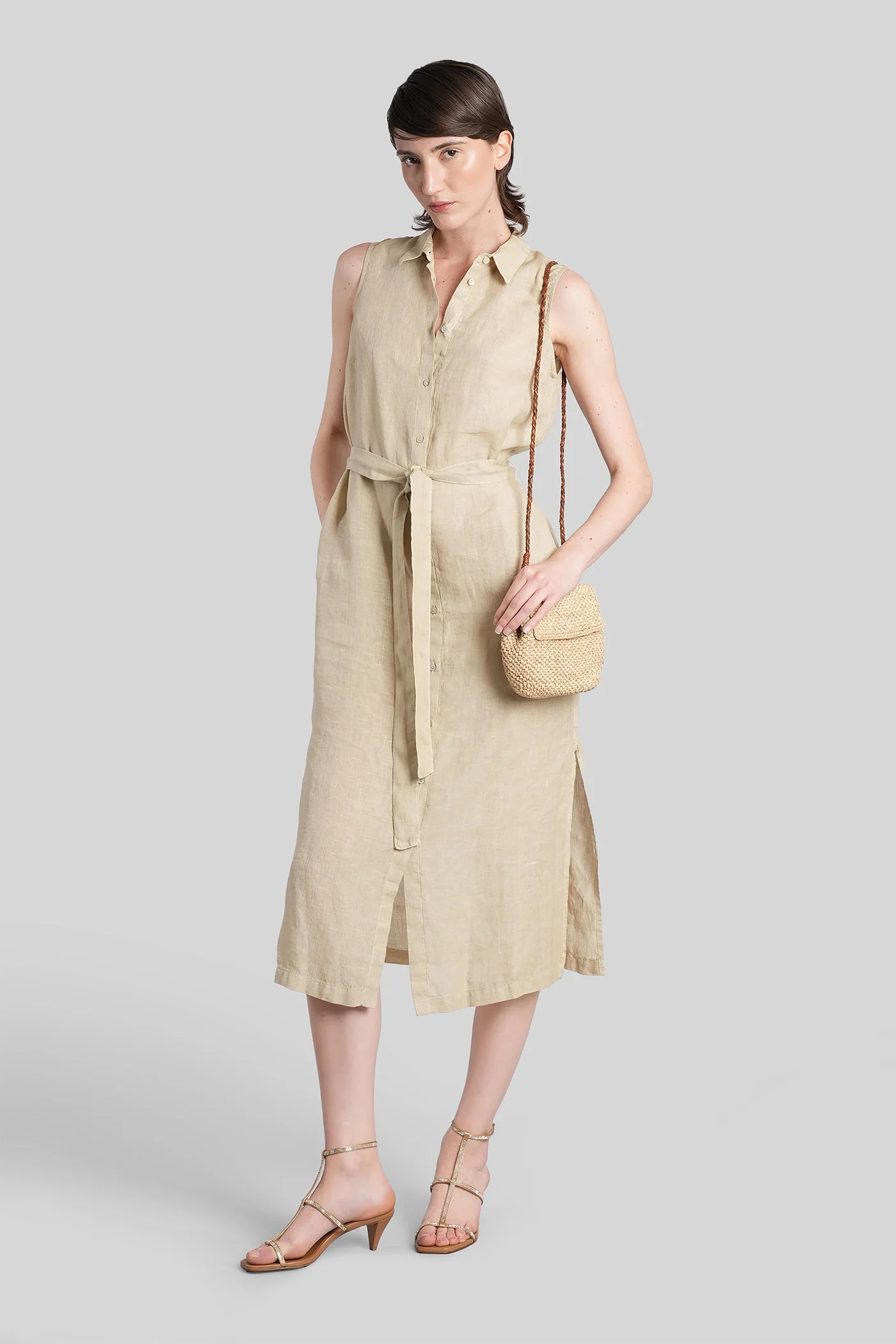 Long dress in beige linen - Image 2