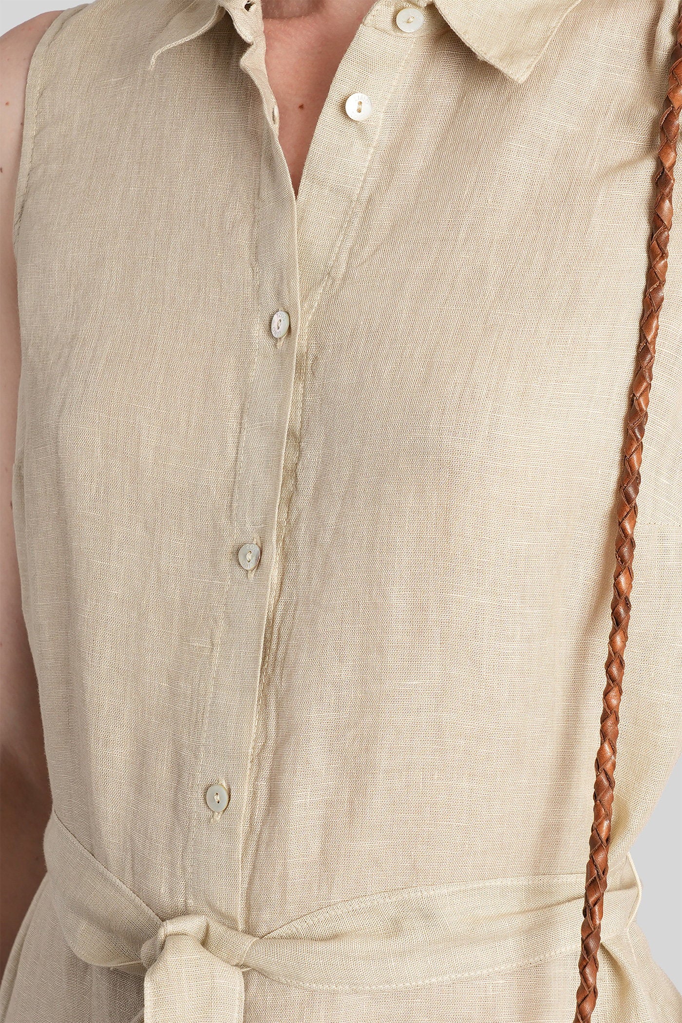 Long dress in beige linen - Image 5