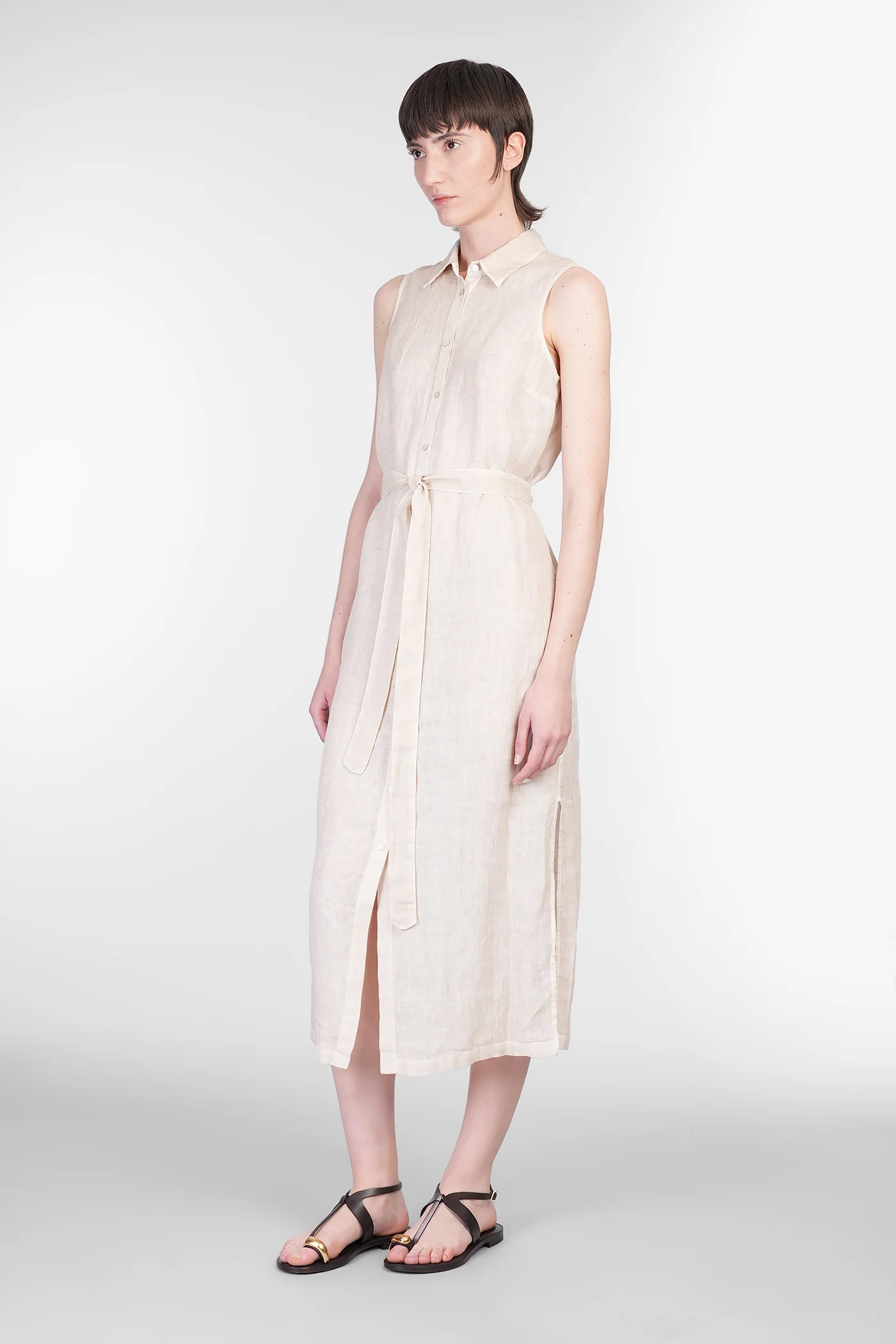 Long dress in beige linen - Image 4