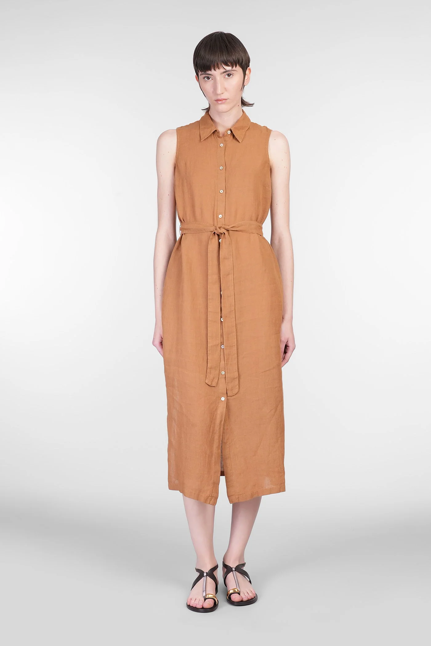 Long dress in brown linen