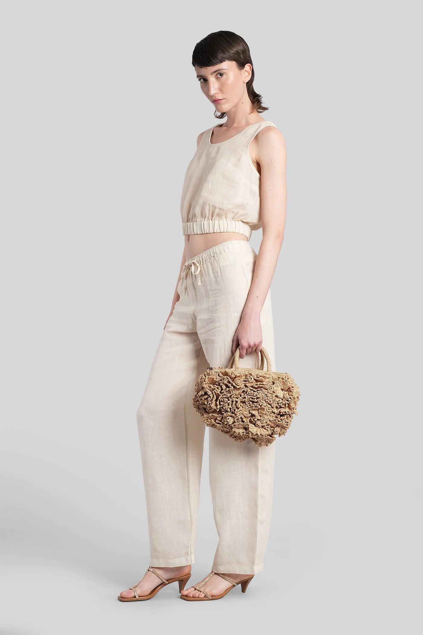 Pants in beige linen - Image 2
