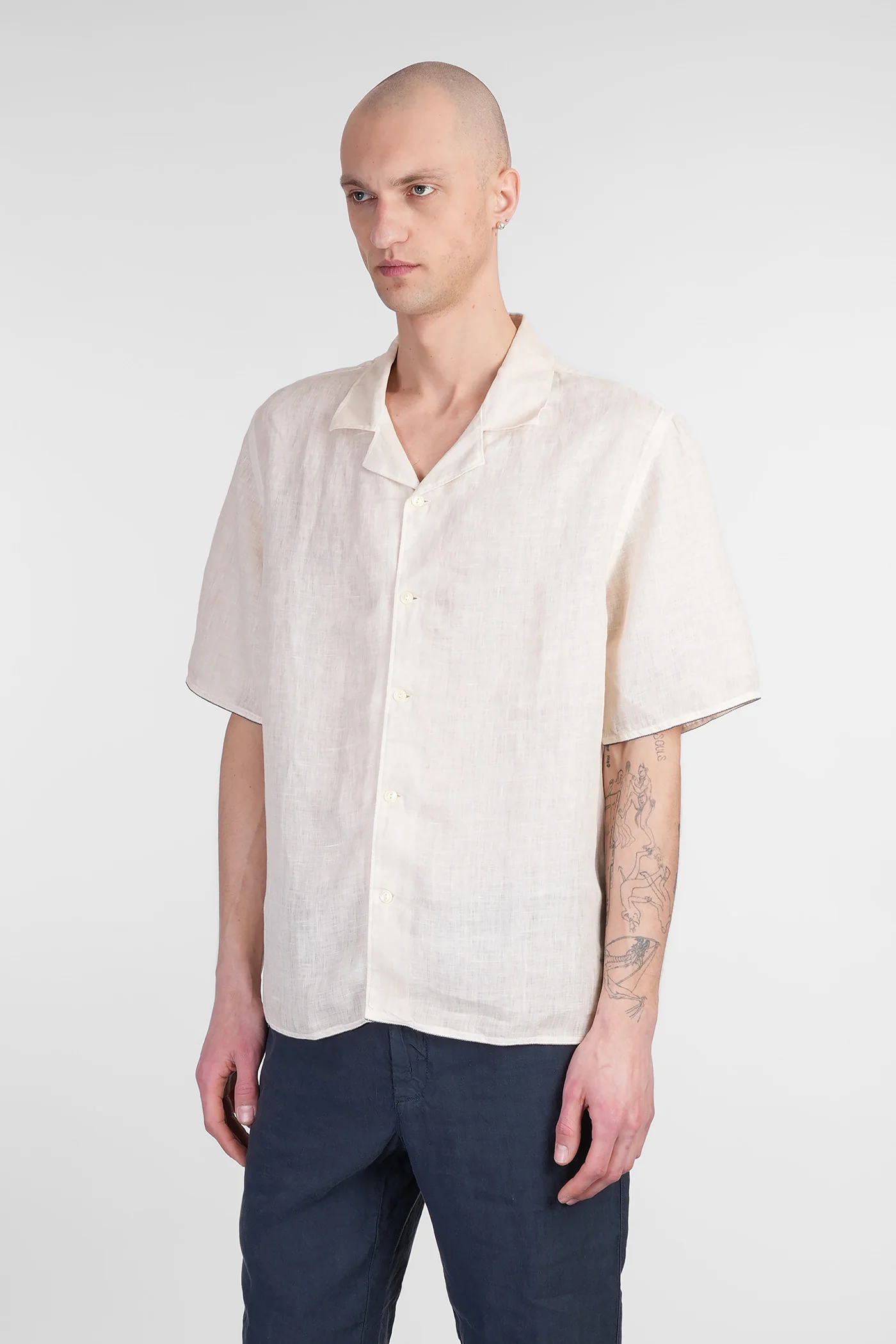 Shirt in beige linen - Image 4