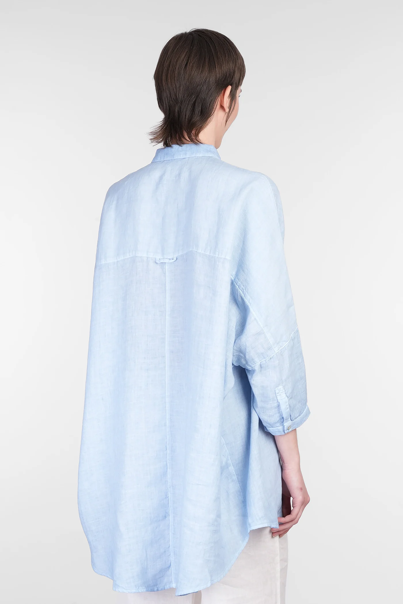 Shirt in cyan linen - Image 3
