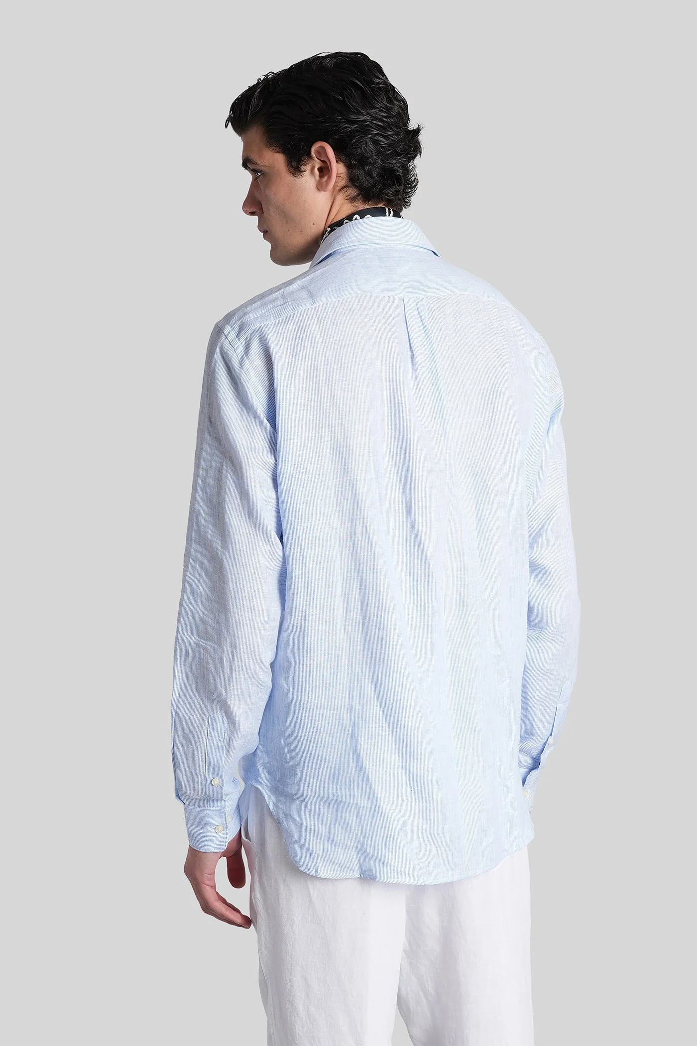 Shirt in cyan linen - Image 3