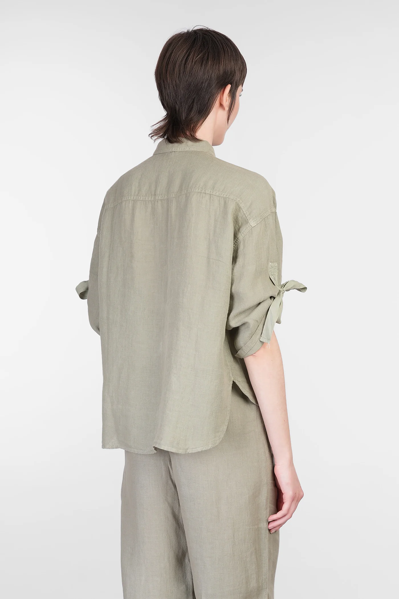 Shirt in green linen - Image 3
