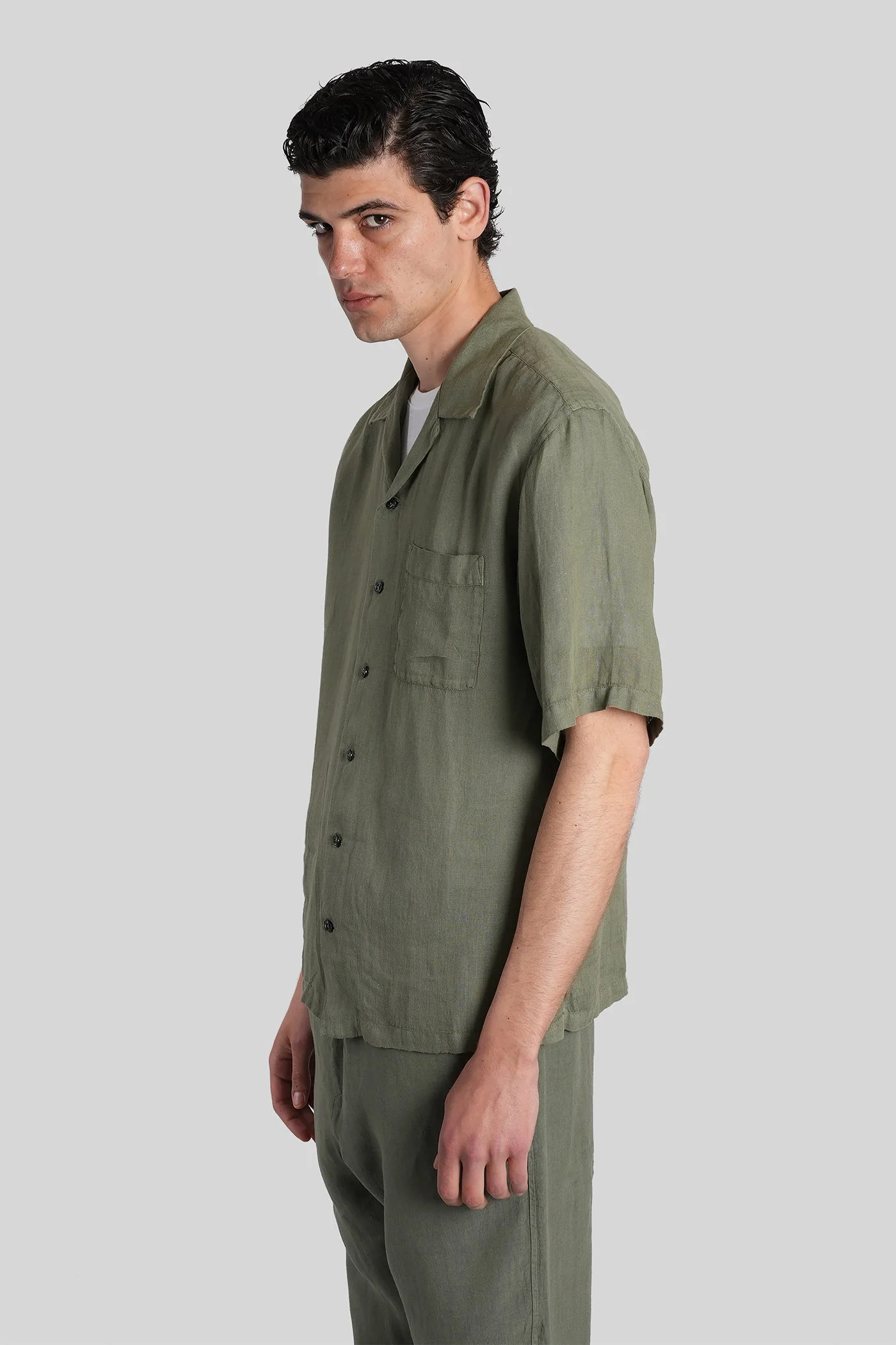 Shirt in green linen - Image 4