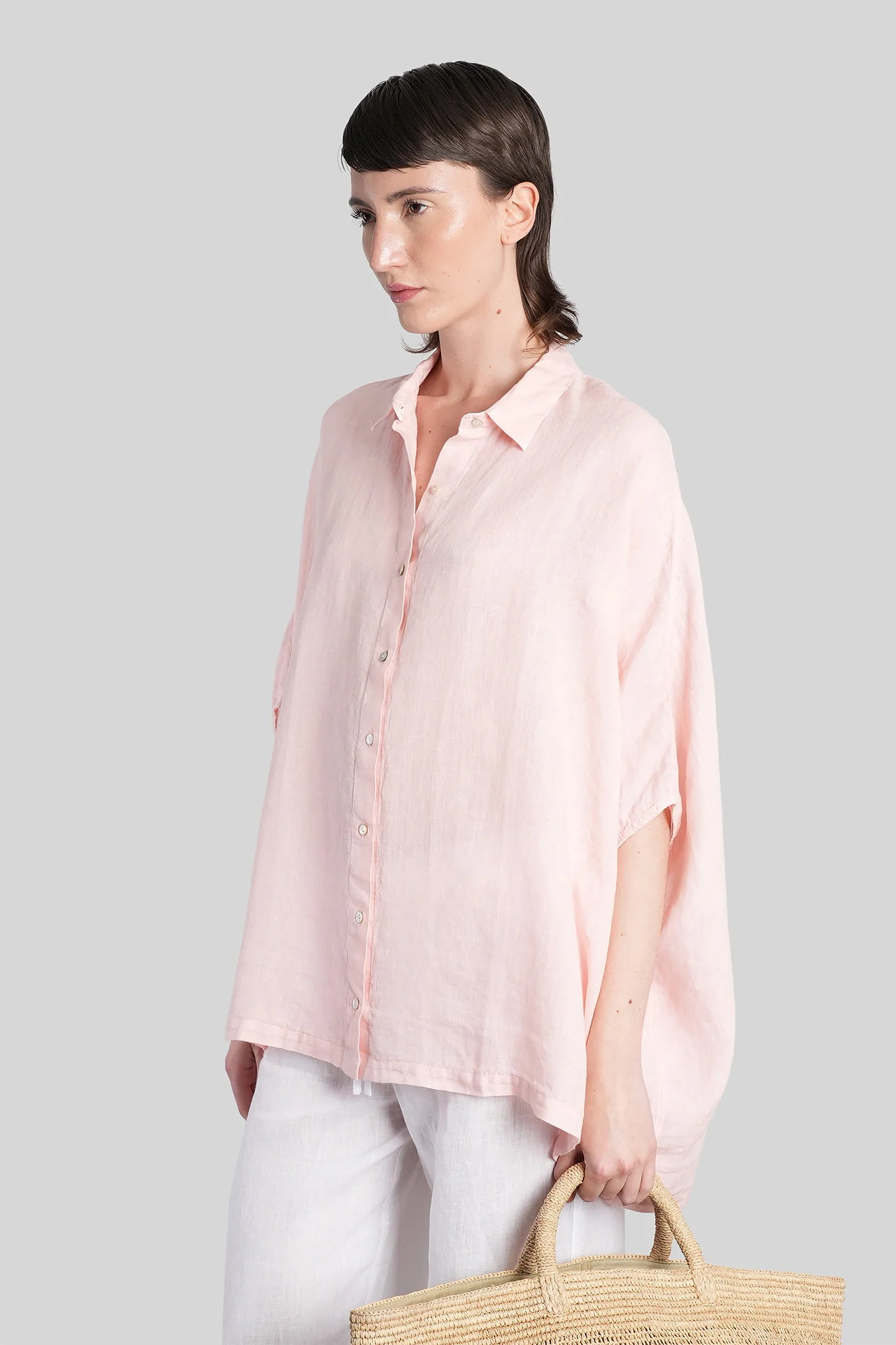 Shirt in rose-pink linen - Image 4