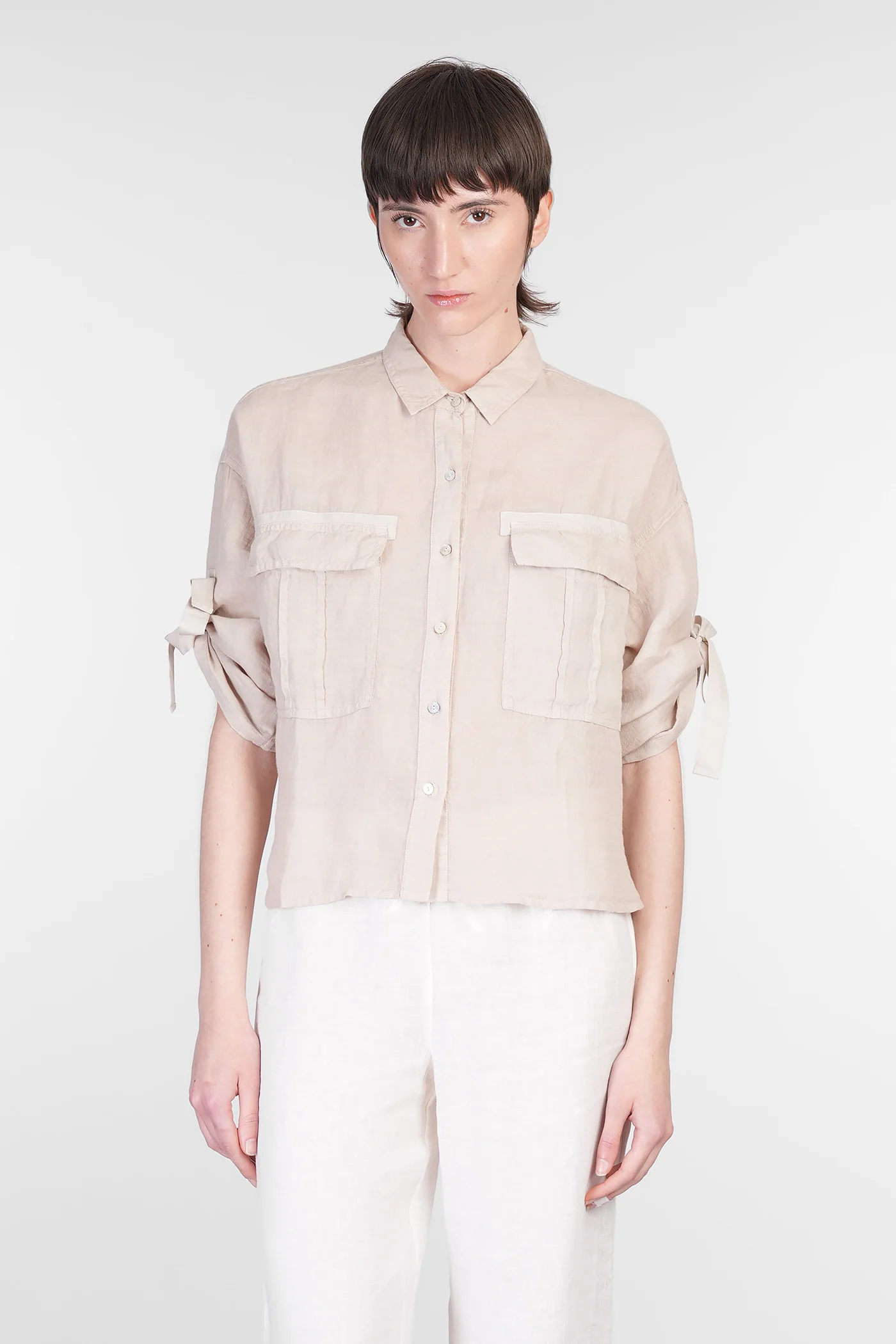 Shirt in taupe linen