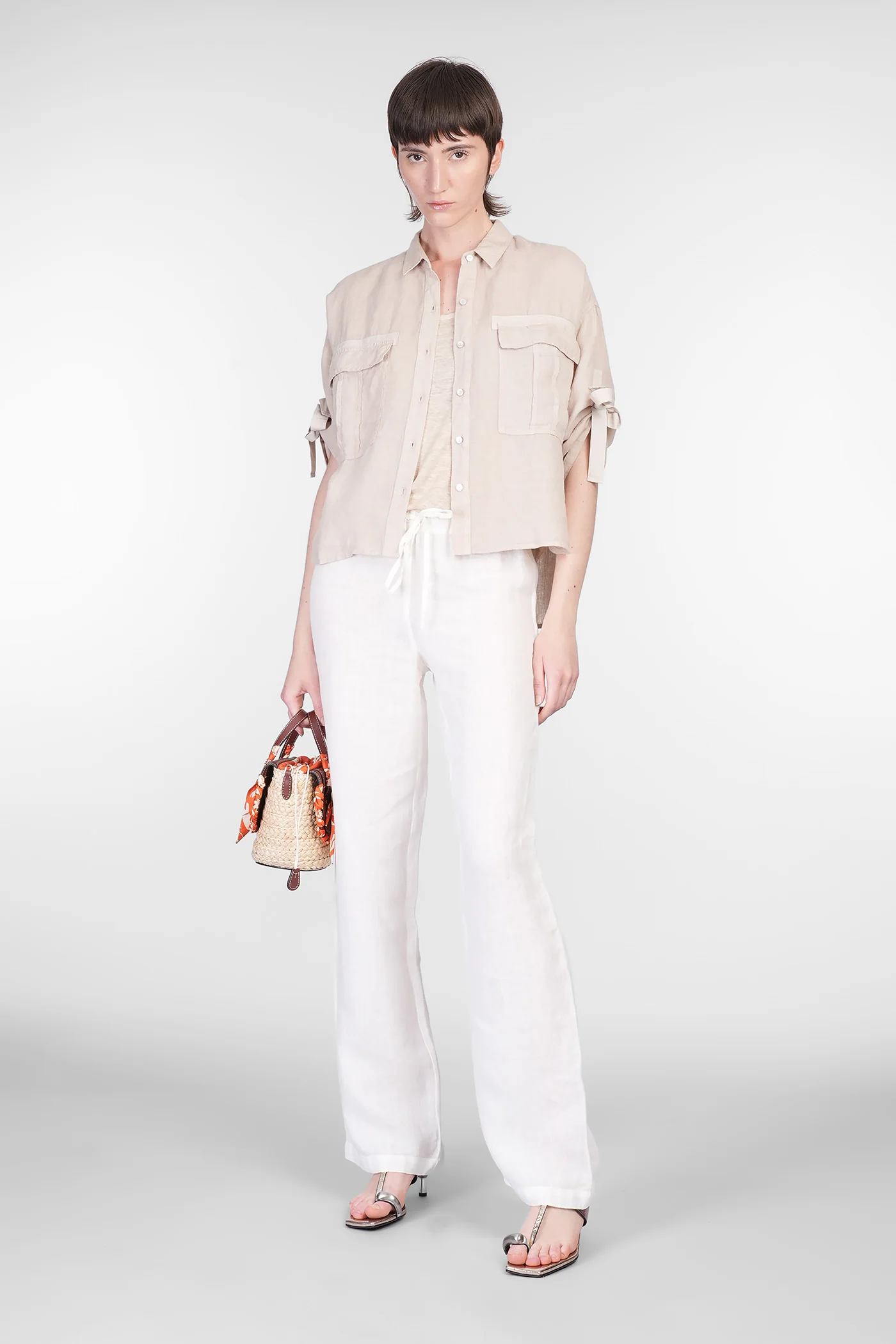 Shirt in taupe linen - Image 2