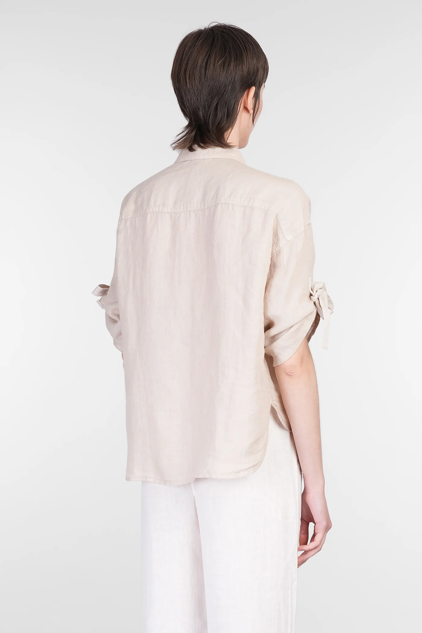 Shirt in taupe linen - Image 3