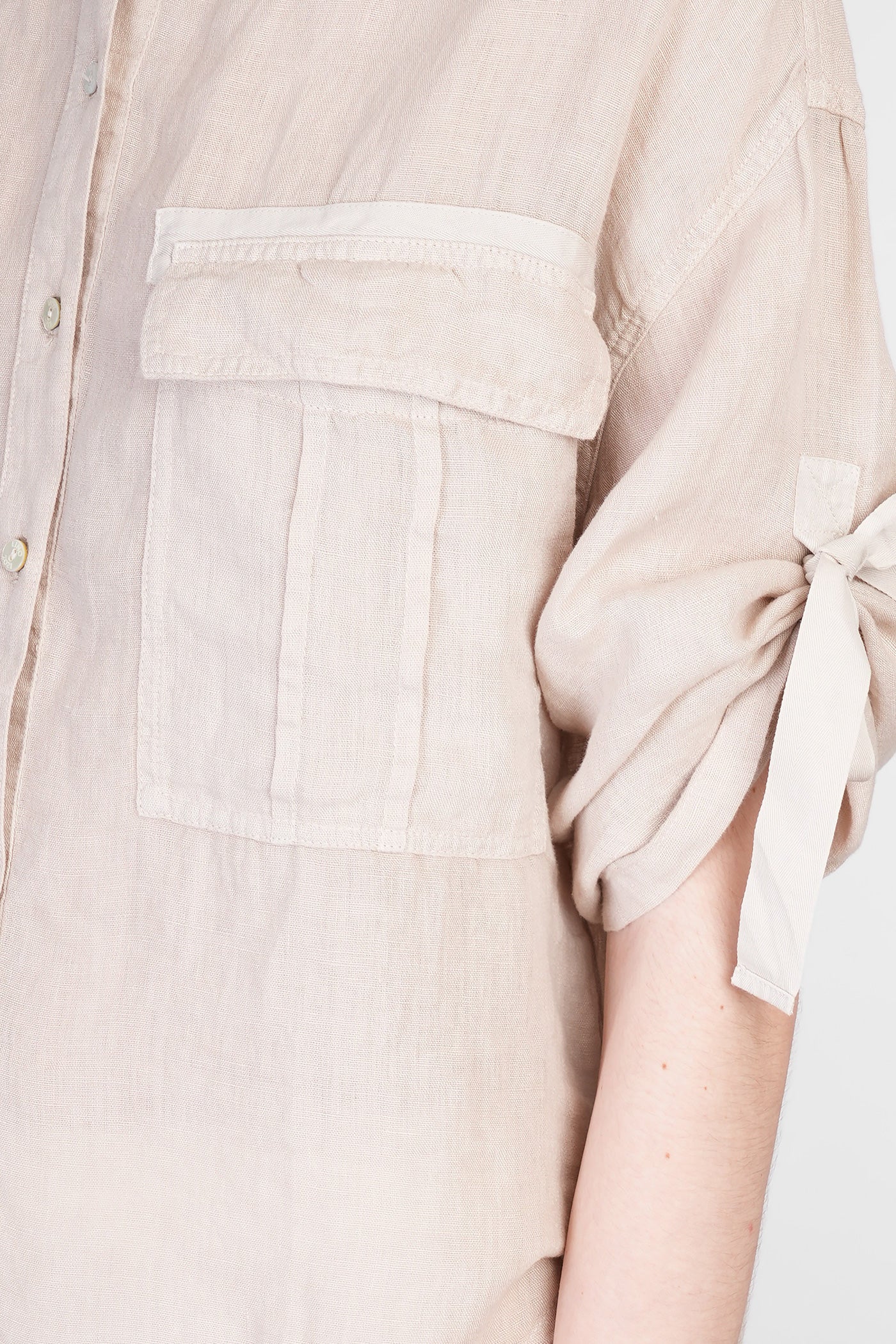 Shirt in taupe linen - Image 5