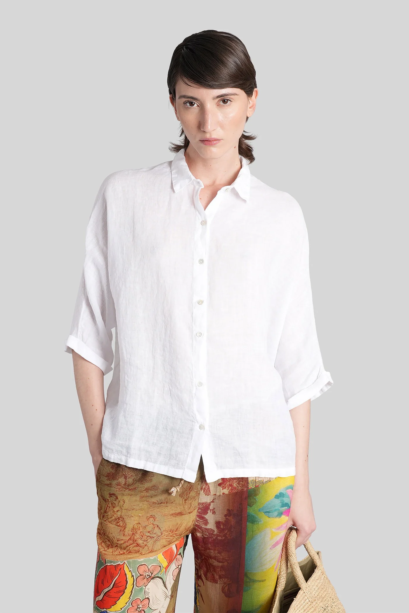 Shirt in white linen