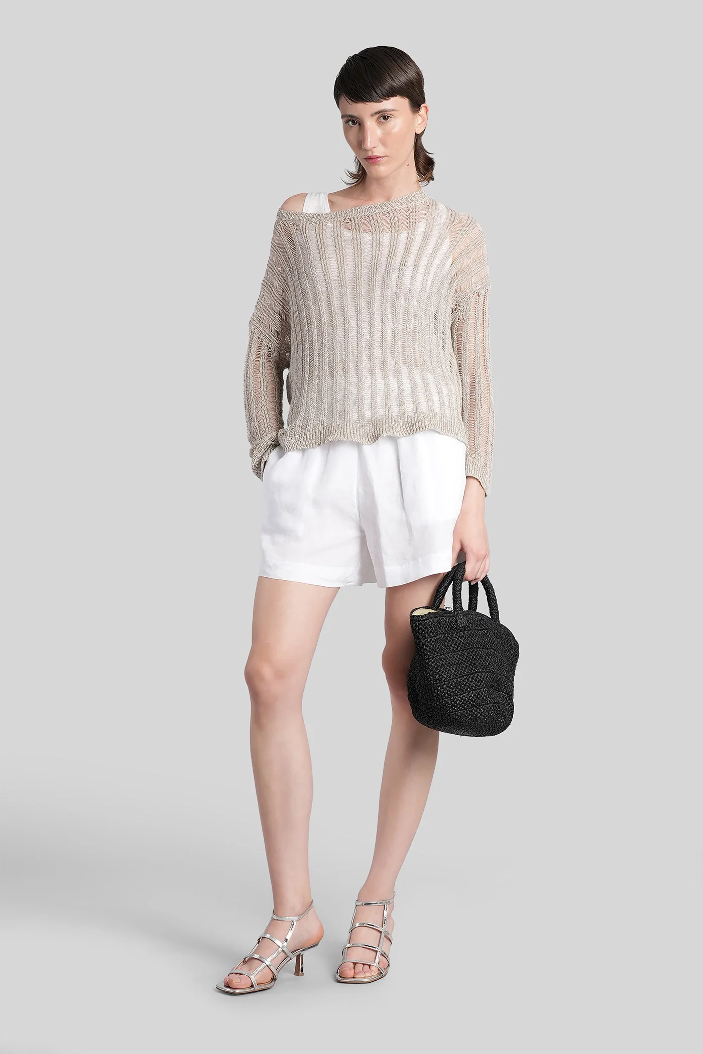 Shorts in white linen - Image 2