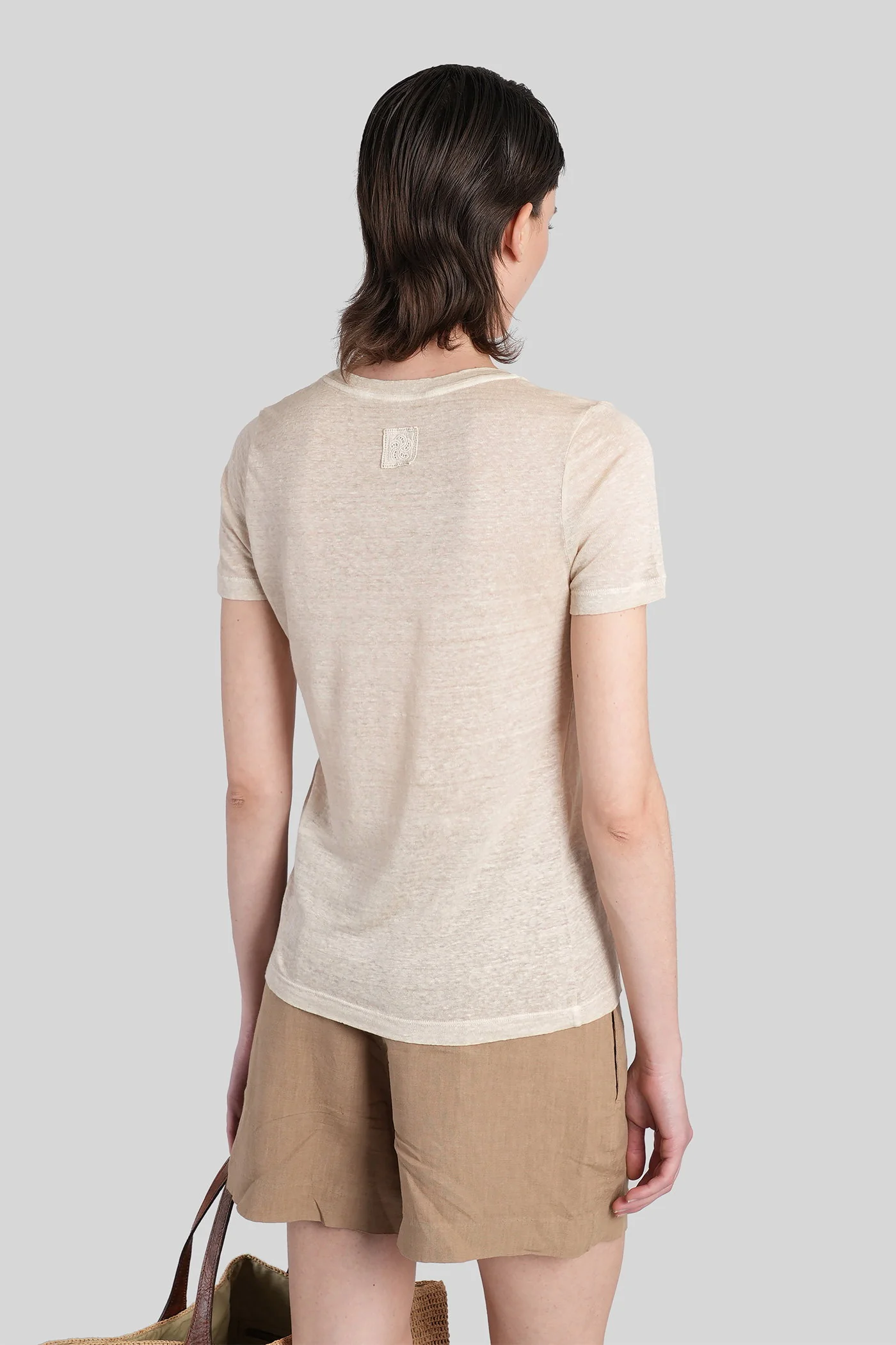 T-Shirt in beige linen - Image 3