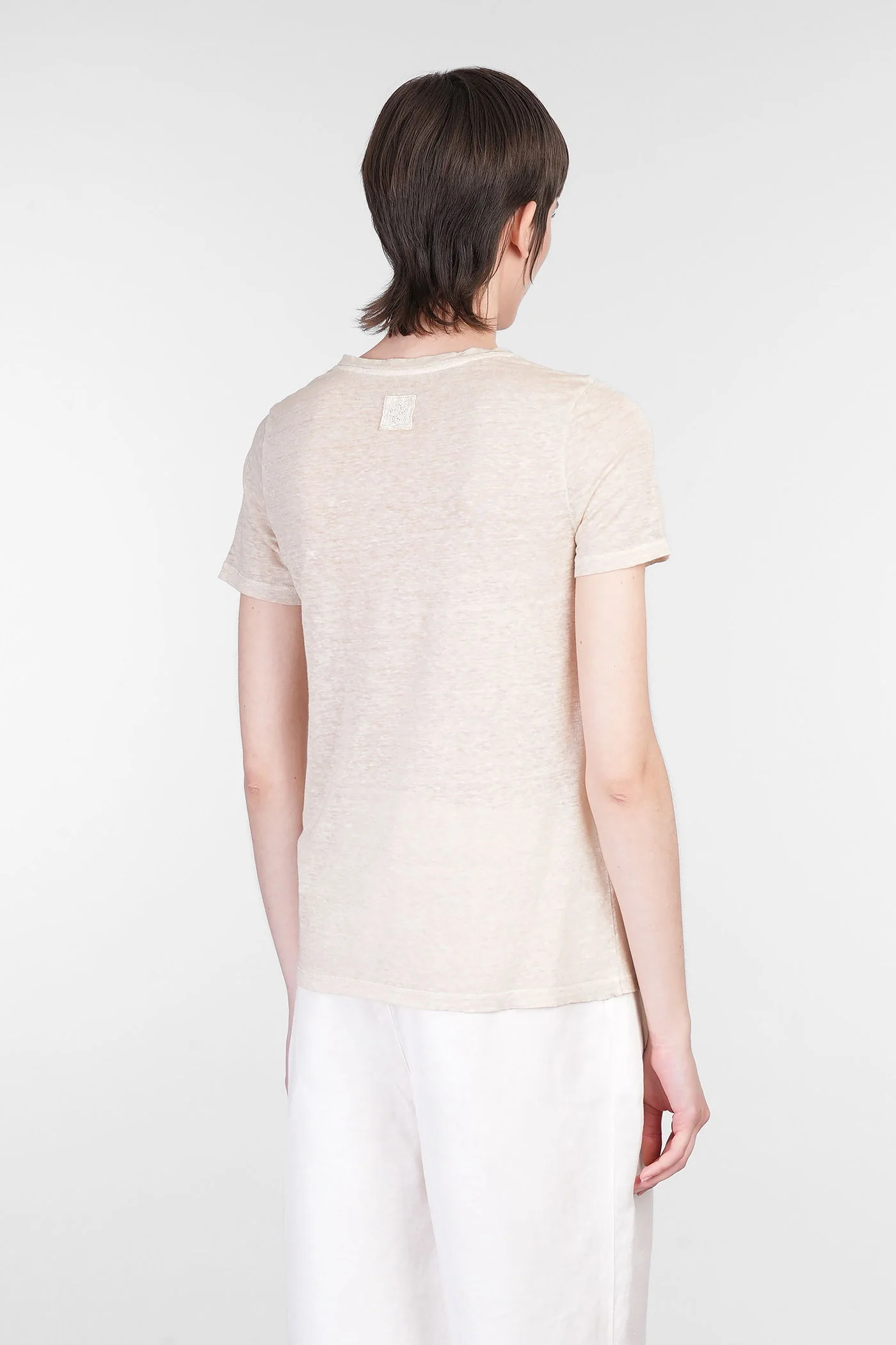 T-Shirt in beige linen - Image 3