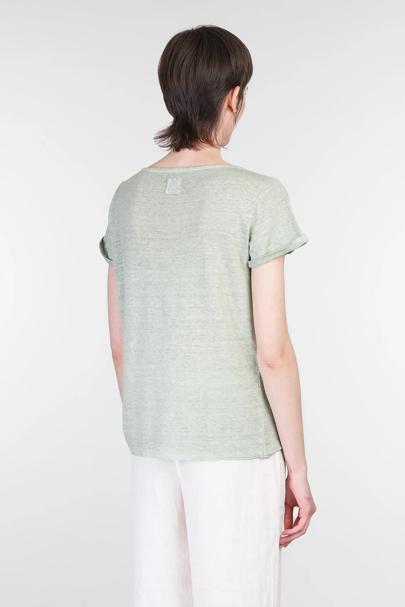 T-Shirt in green linen - Image 3