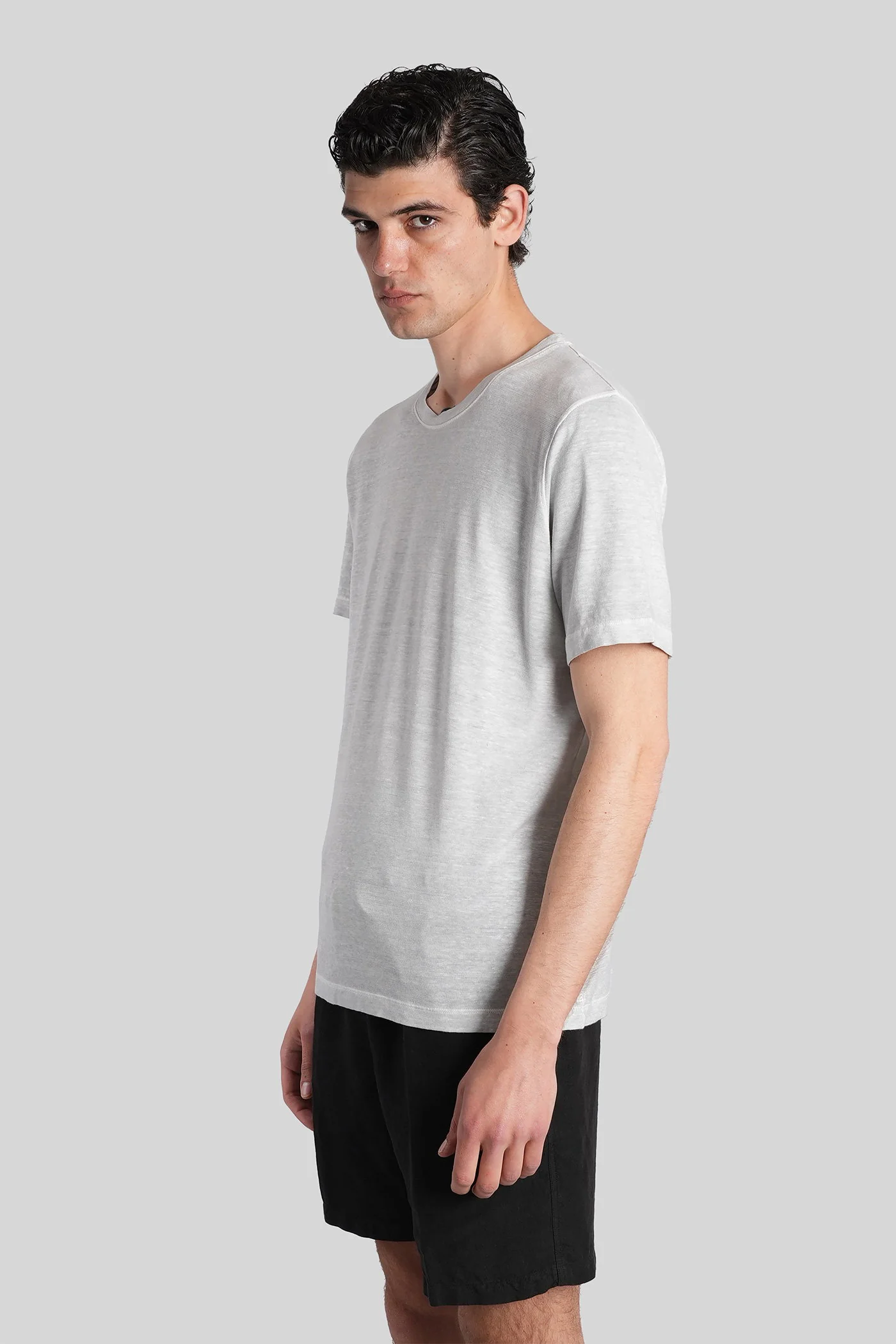 T-Shirt in grey linen - Image 4