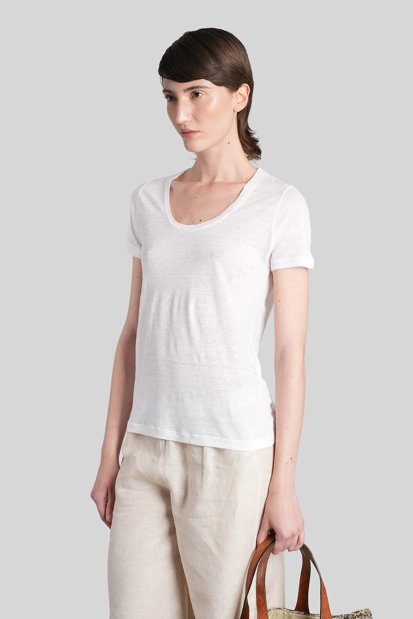 T-Shirt in white linen - Image 9