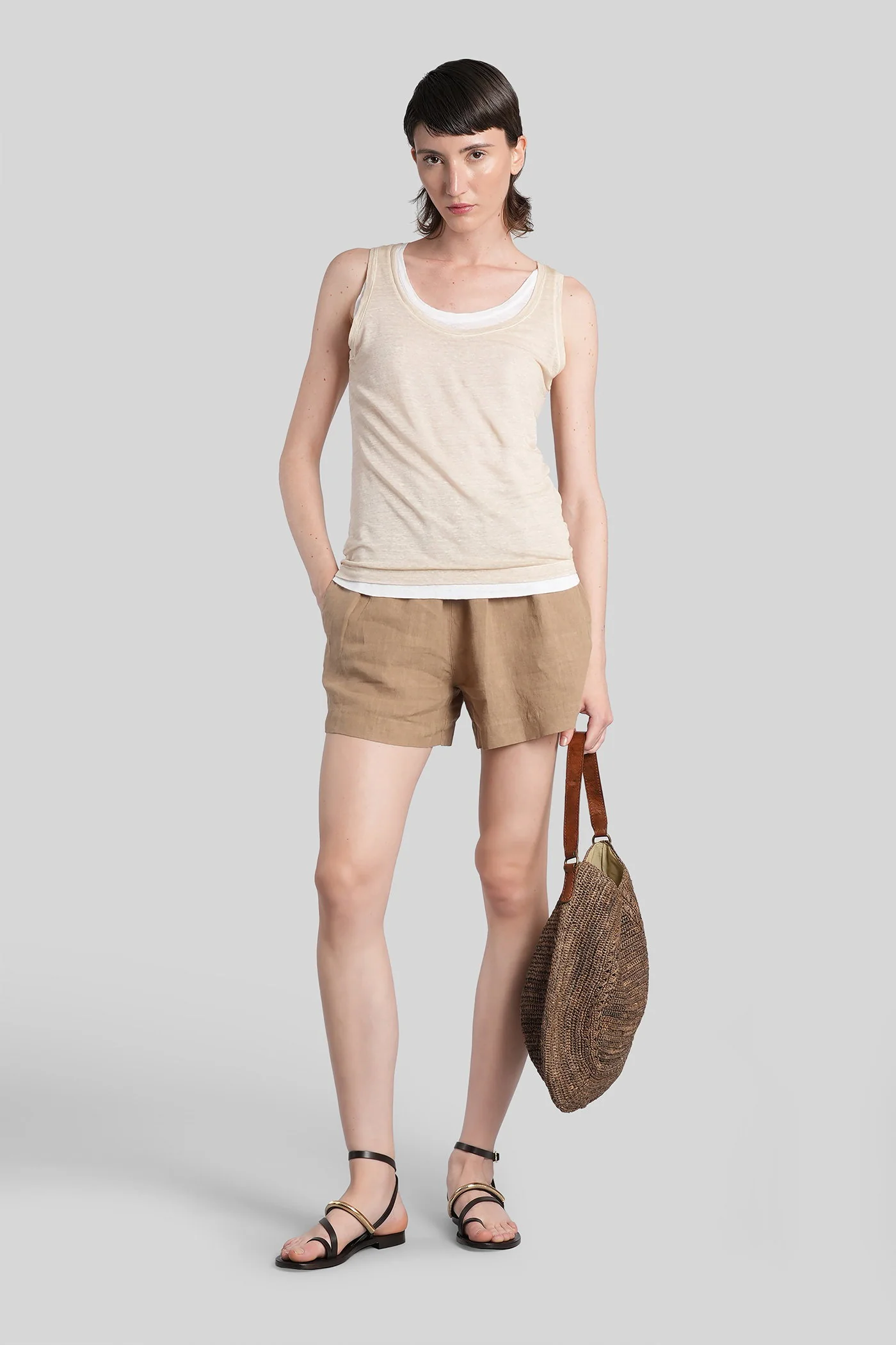 tank Top in beige linen - Image 2