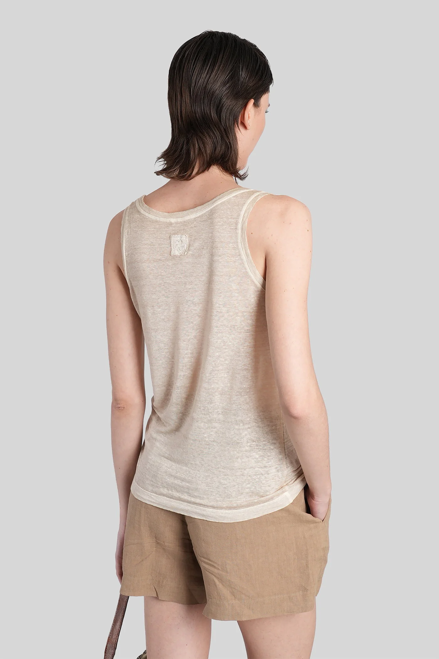 tank Top in beige linen - Image 3