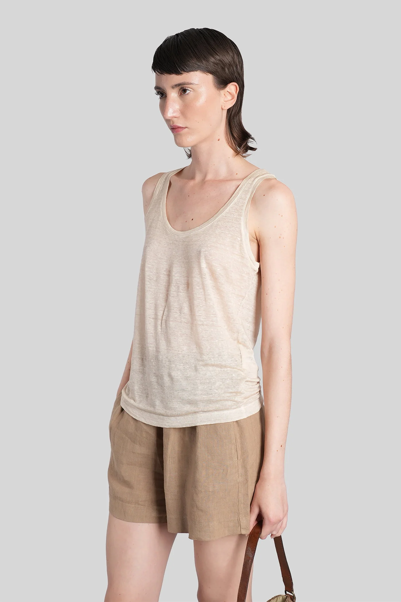 tank Top in beige linen - Image 4