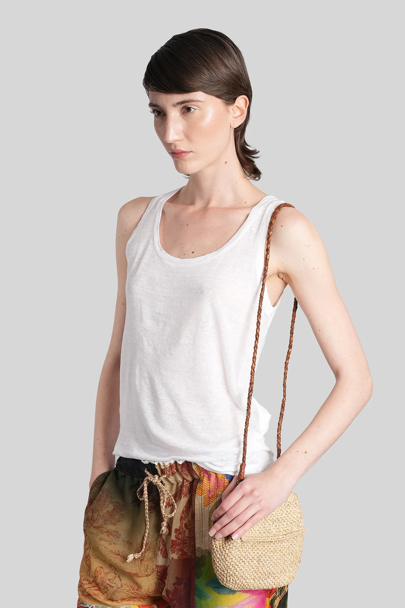 tank Top in white linen - Image 4