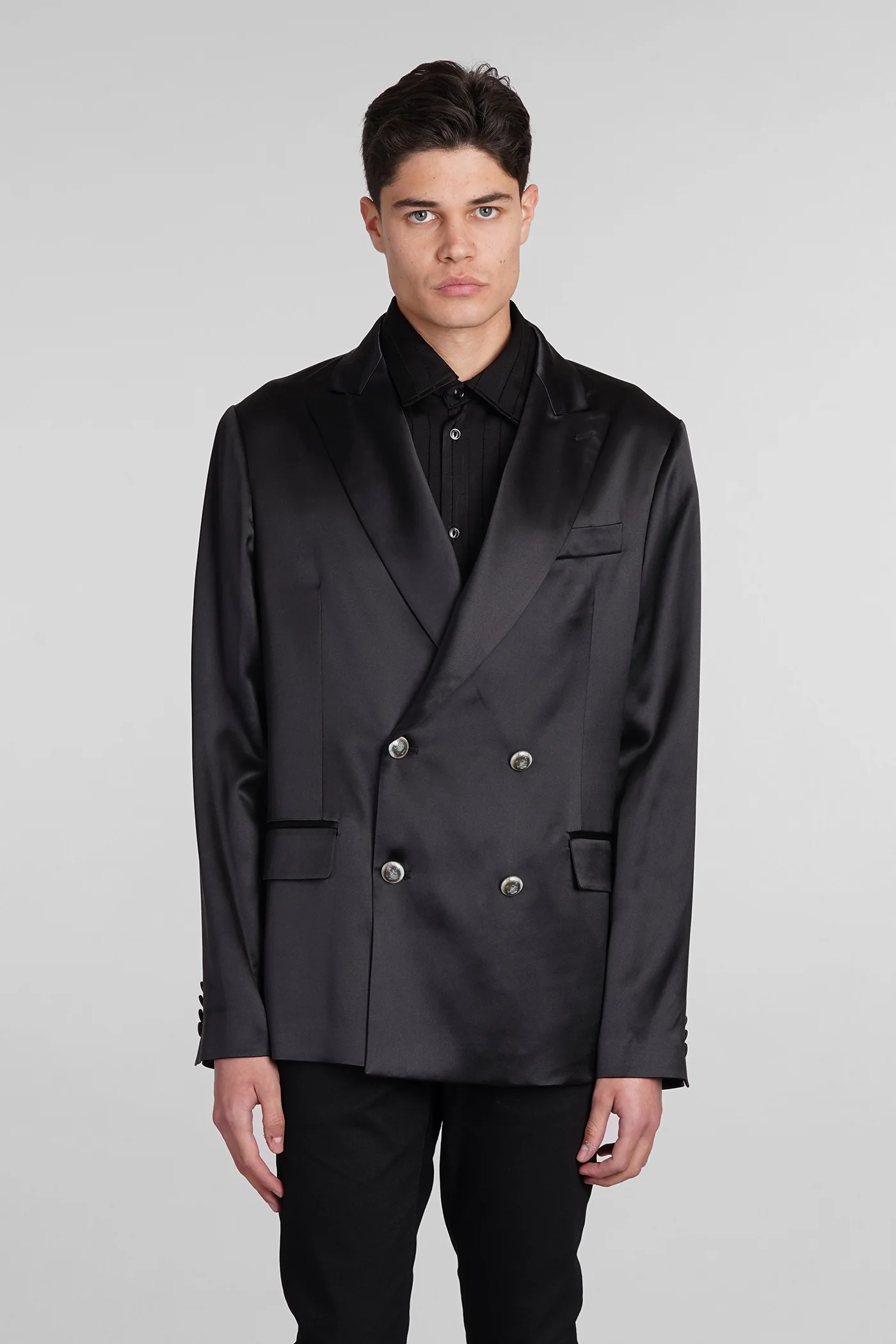 Blazer in black silk