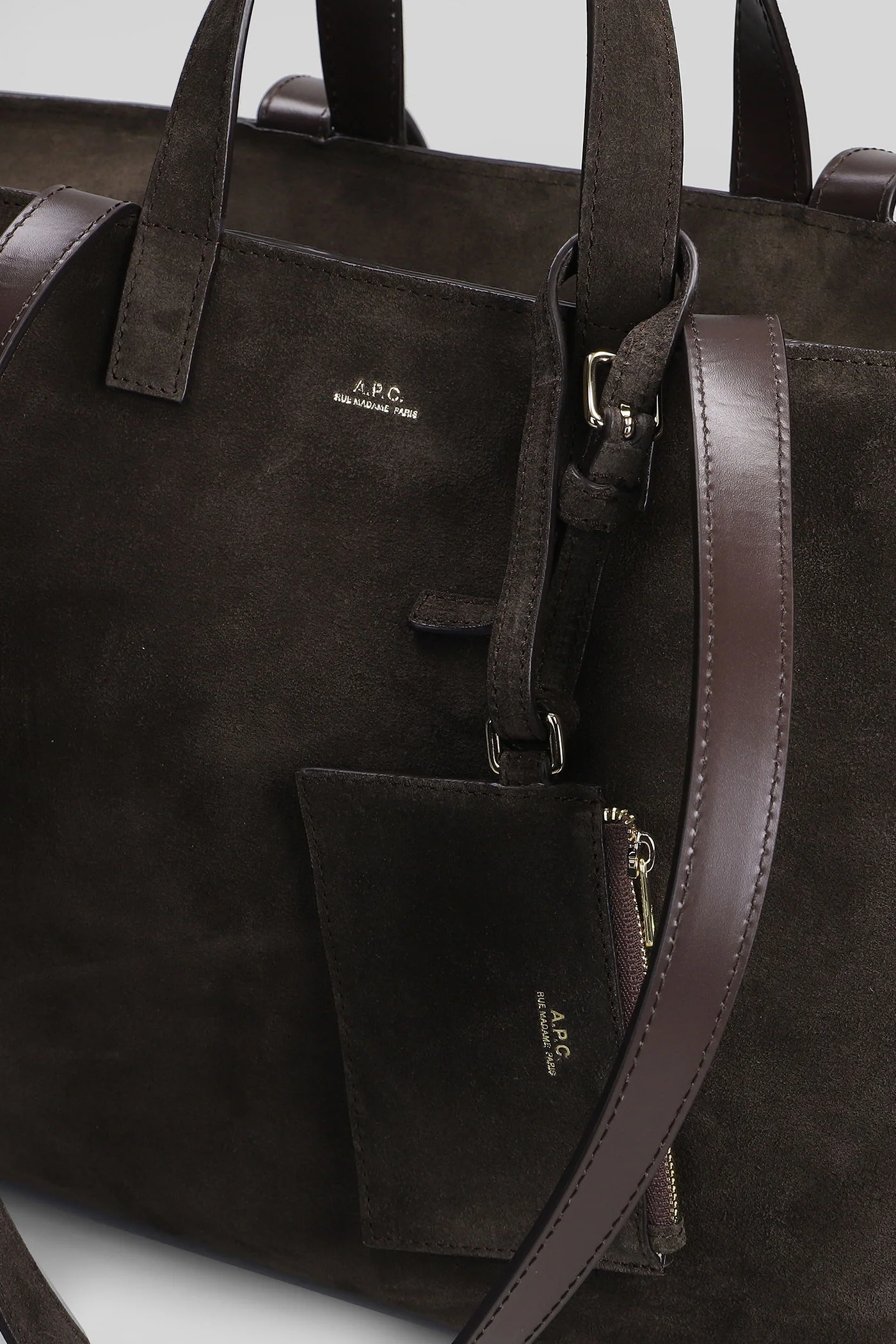 Le drummer Tote in grey suede - Image 16