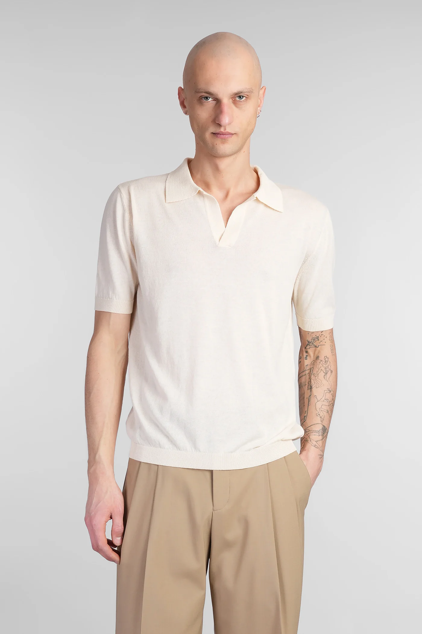 Polo in beige cotton