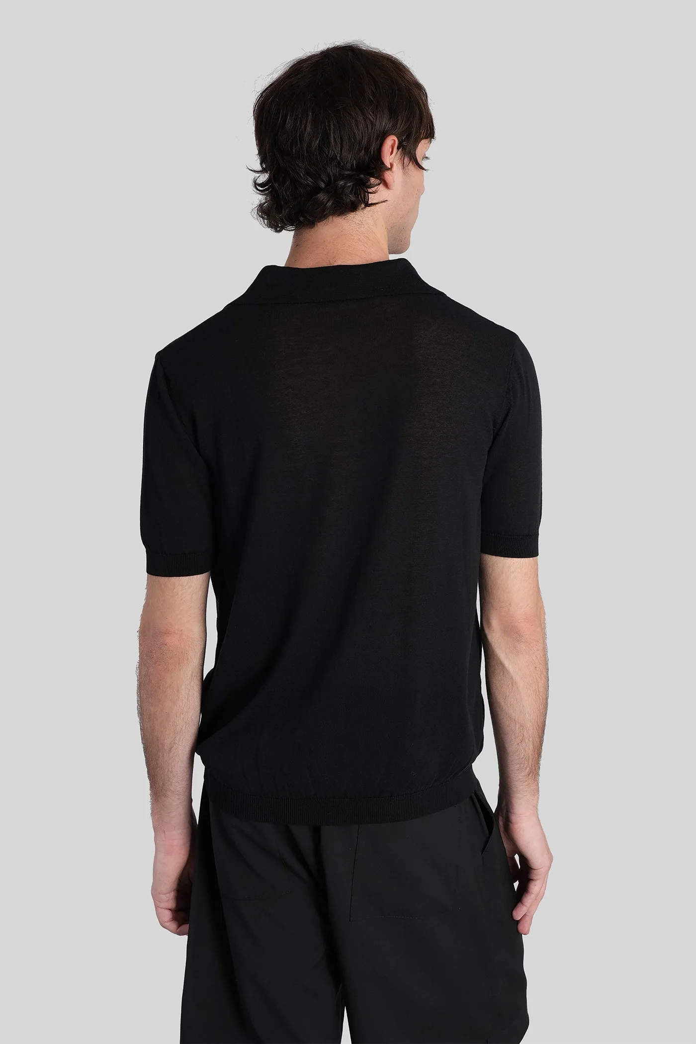 Polo in black cotton - Image 3