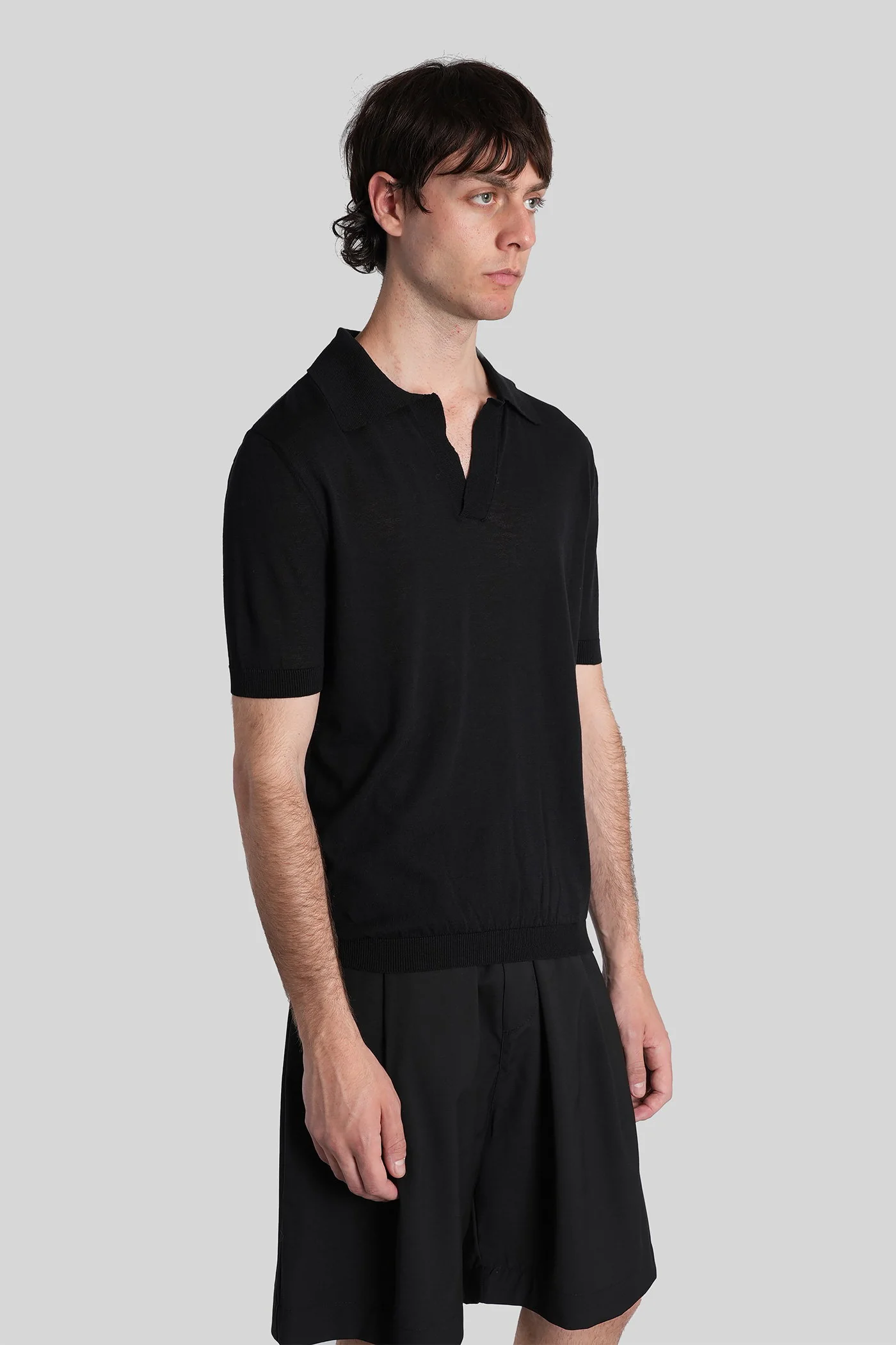 Polo in black cotton - Image 4