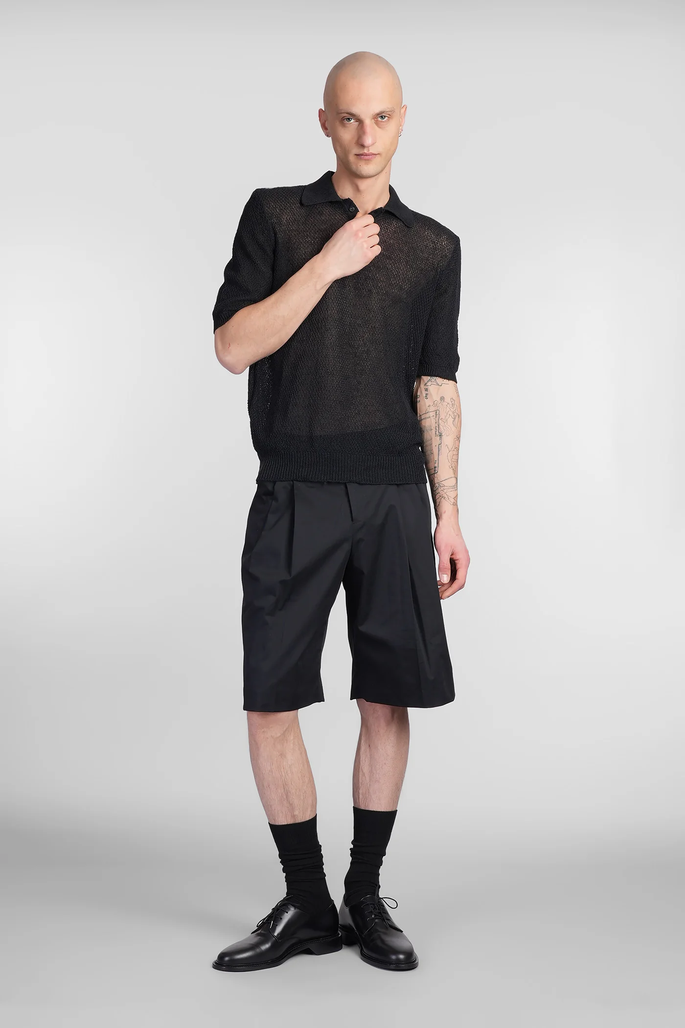 Polo in black linen - Image 2
