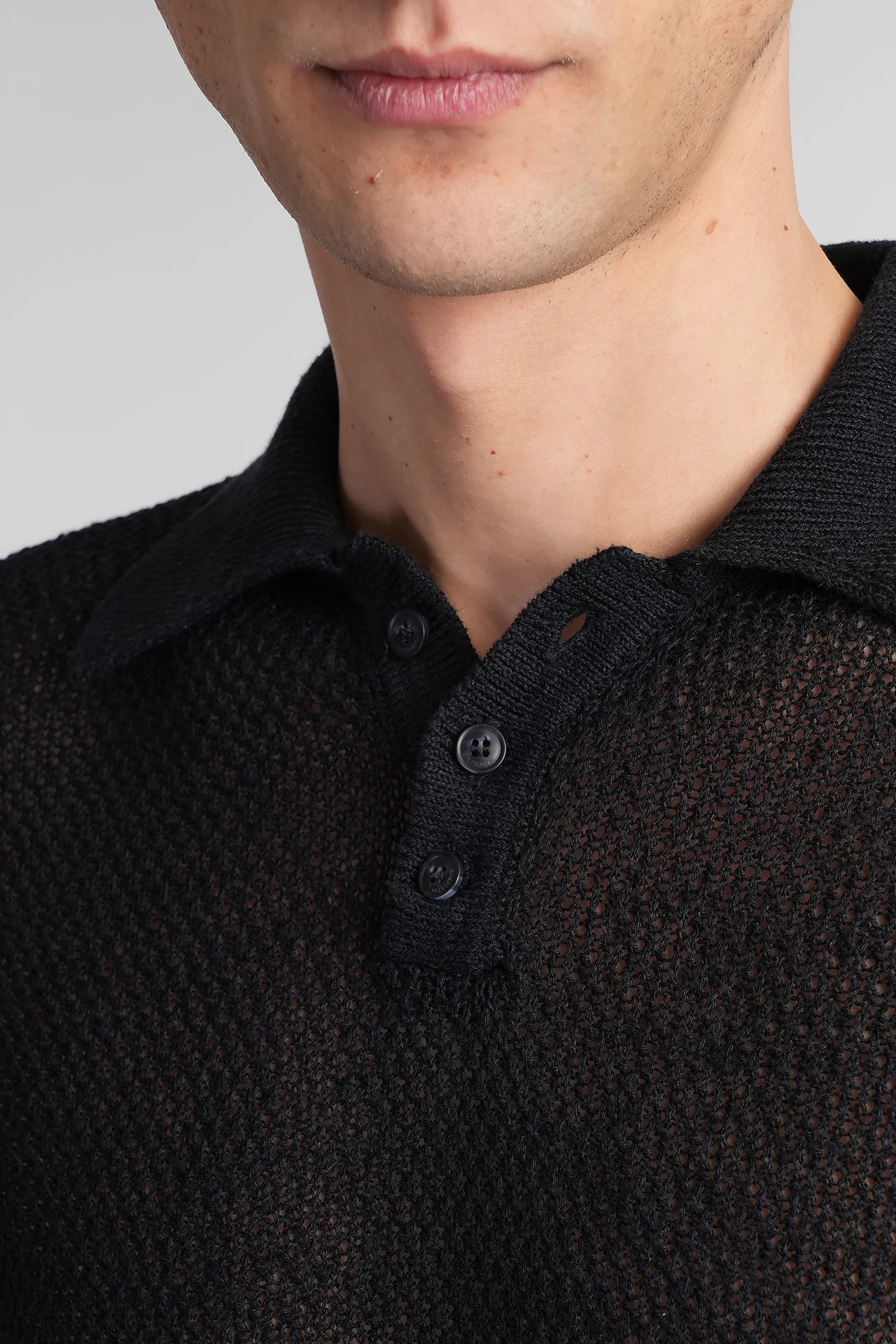Polo in black linen - Image 5
