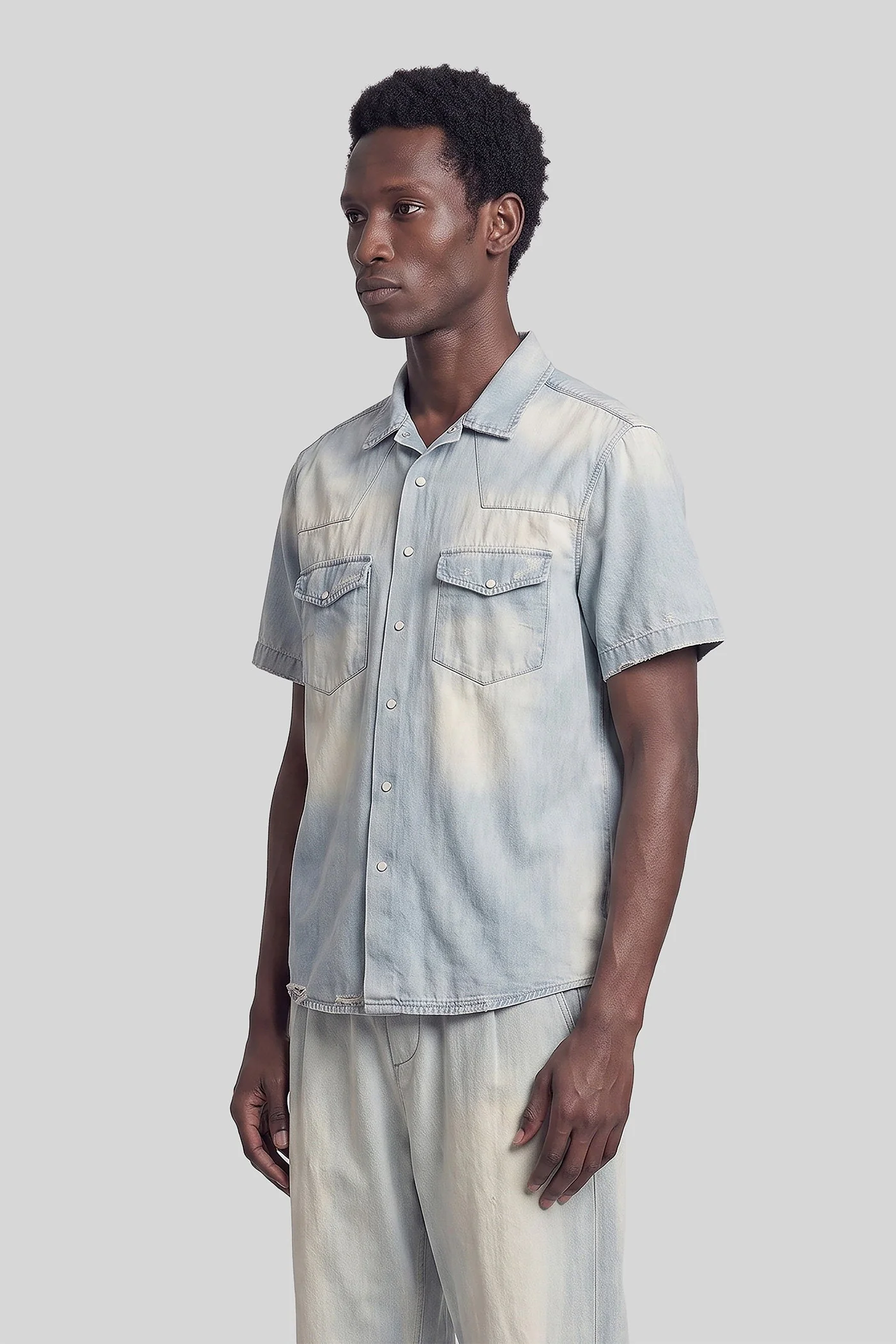 Shirt in cyan cotton - Image 4