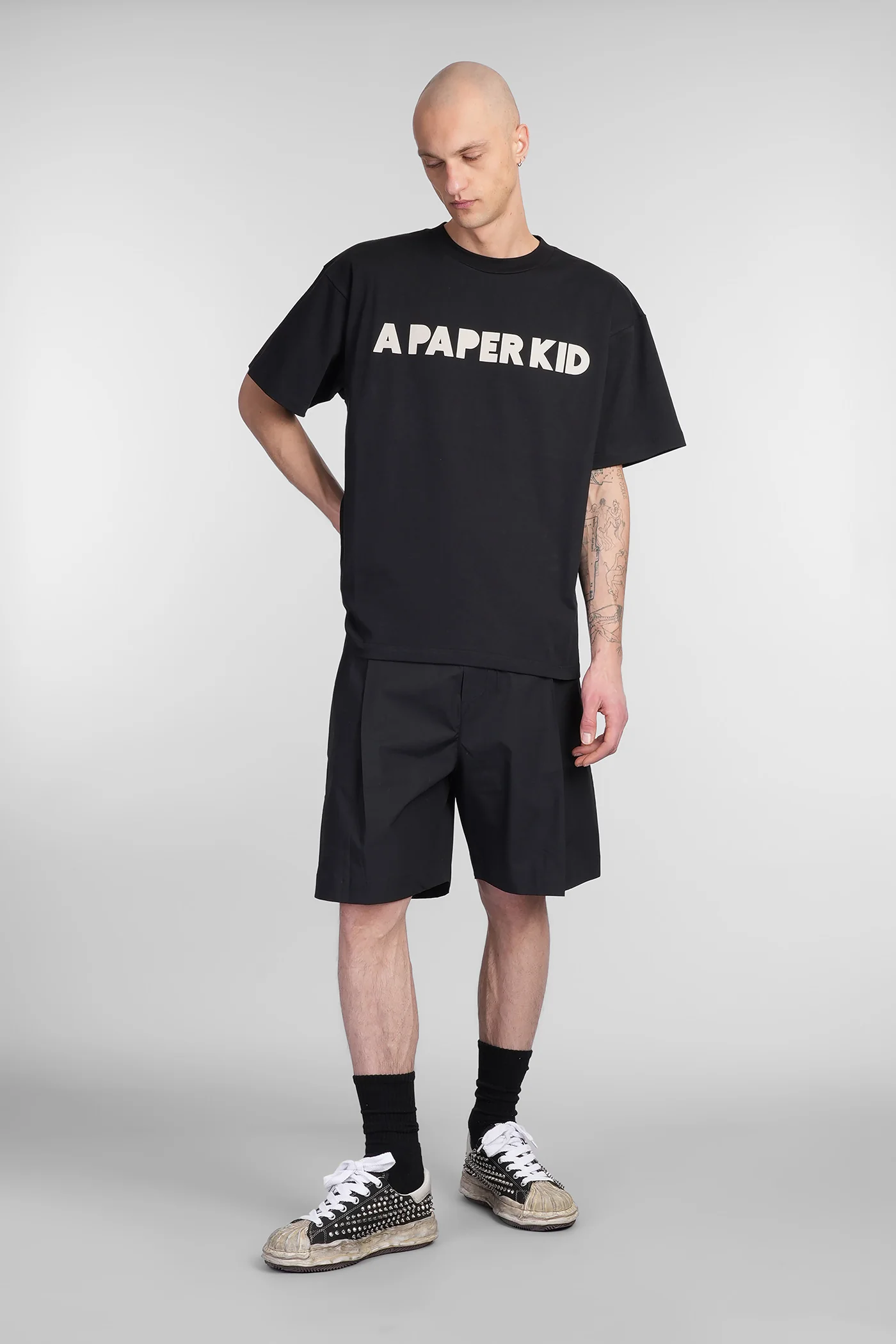Shorts in black cotton - Image 2