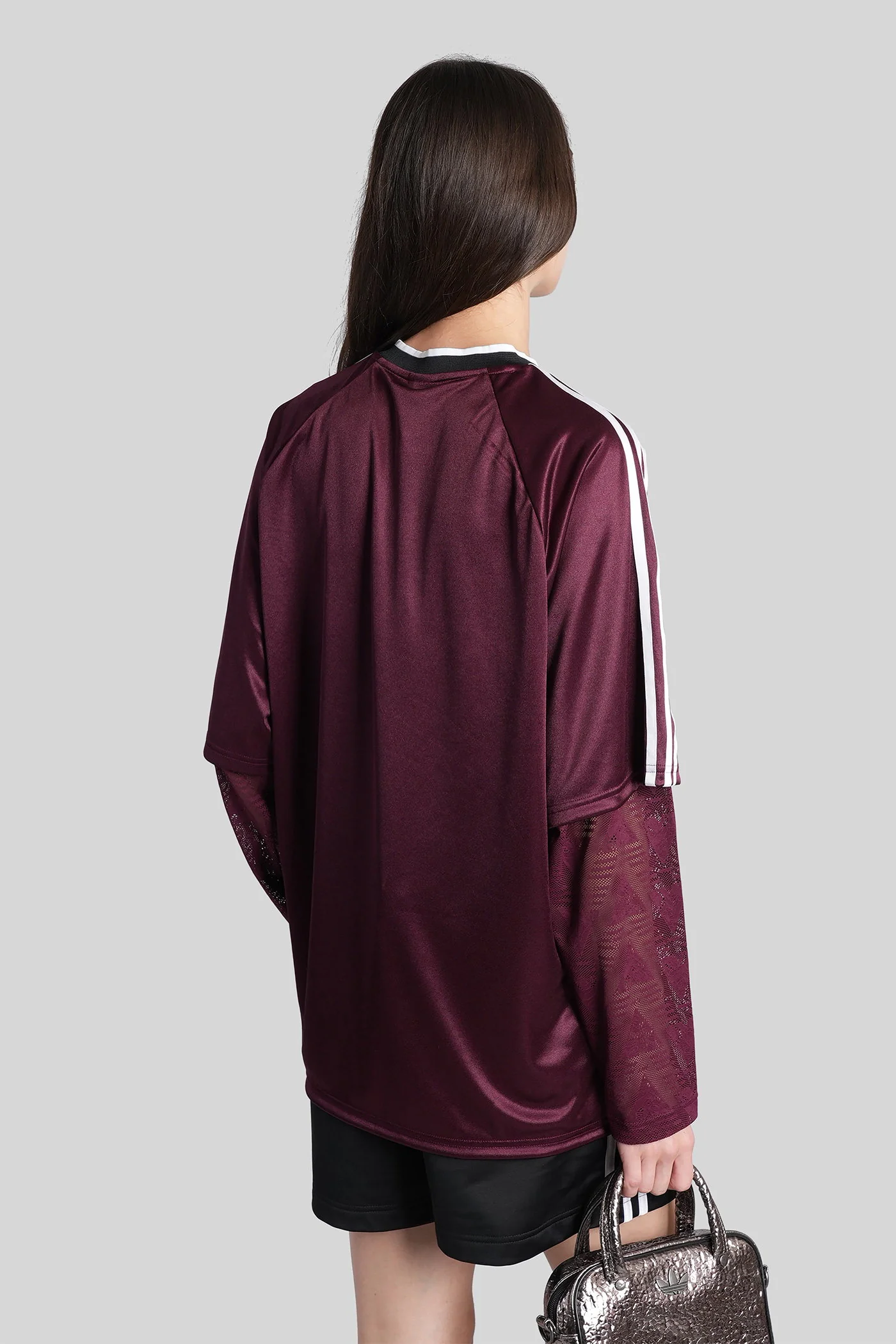 Lace Long Sleeve T-Shirt in bordeaux Polyethylene - Image 3