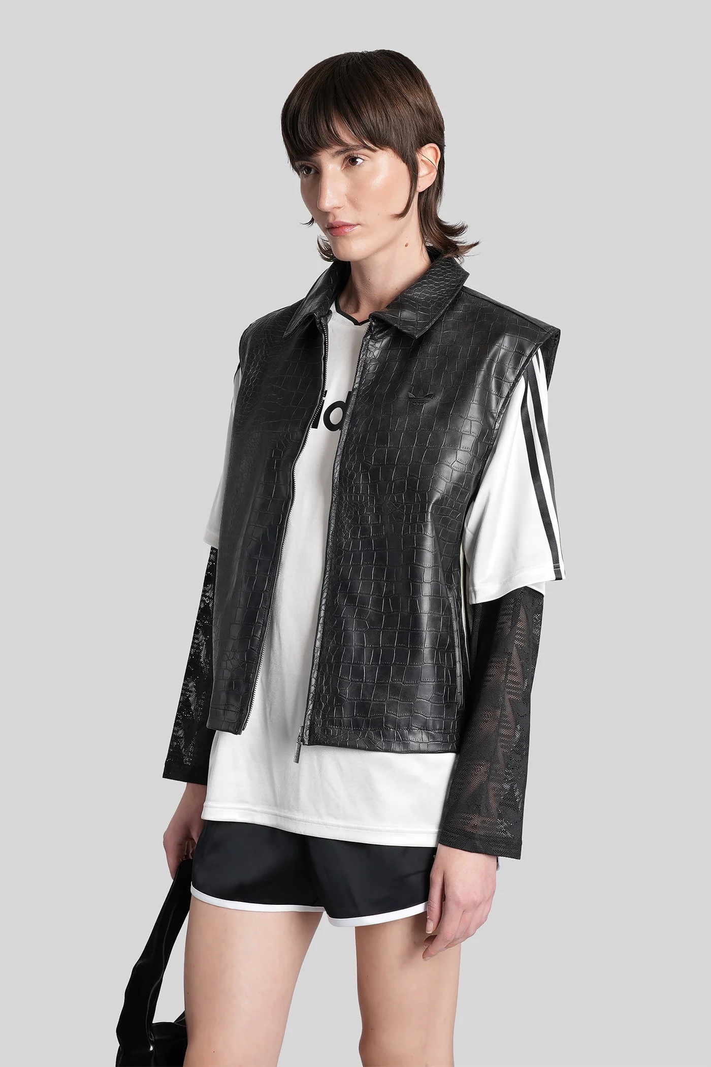 Pleather Vst Vest in black leather - Image 4