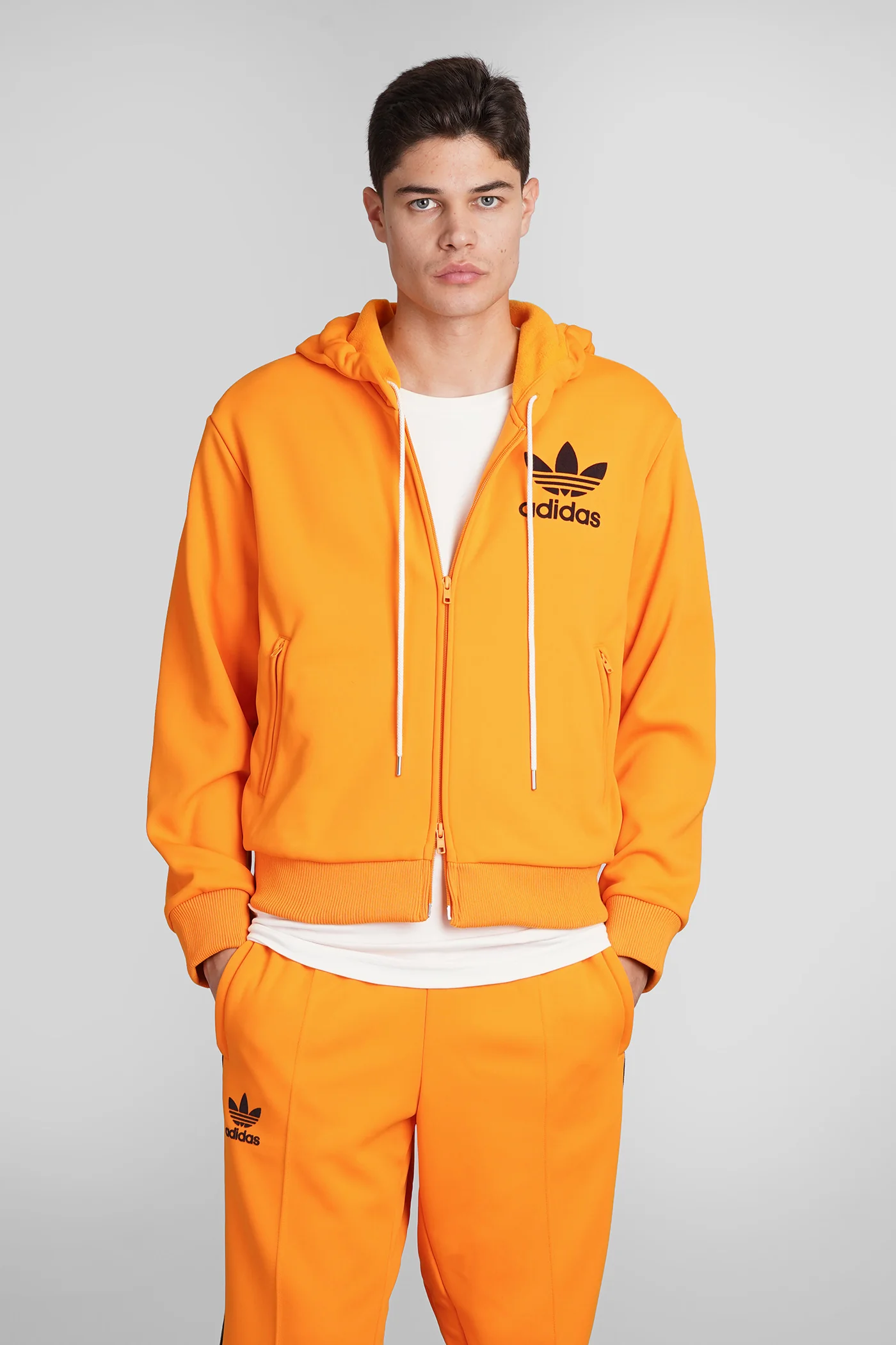 Track Hoodie Sweatshirt in orange polyester