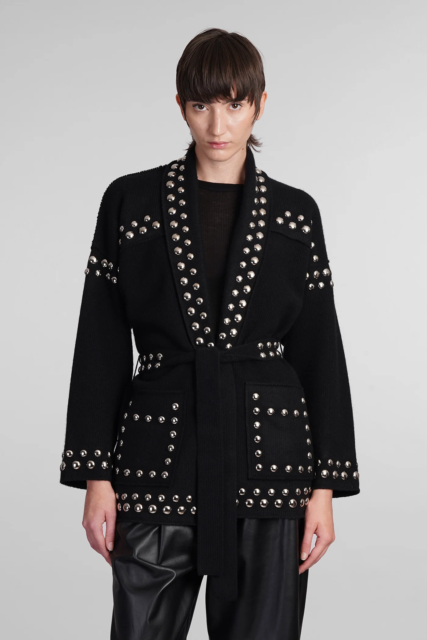 Cardigan in black wool