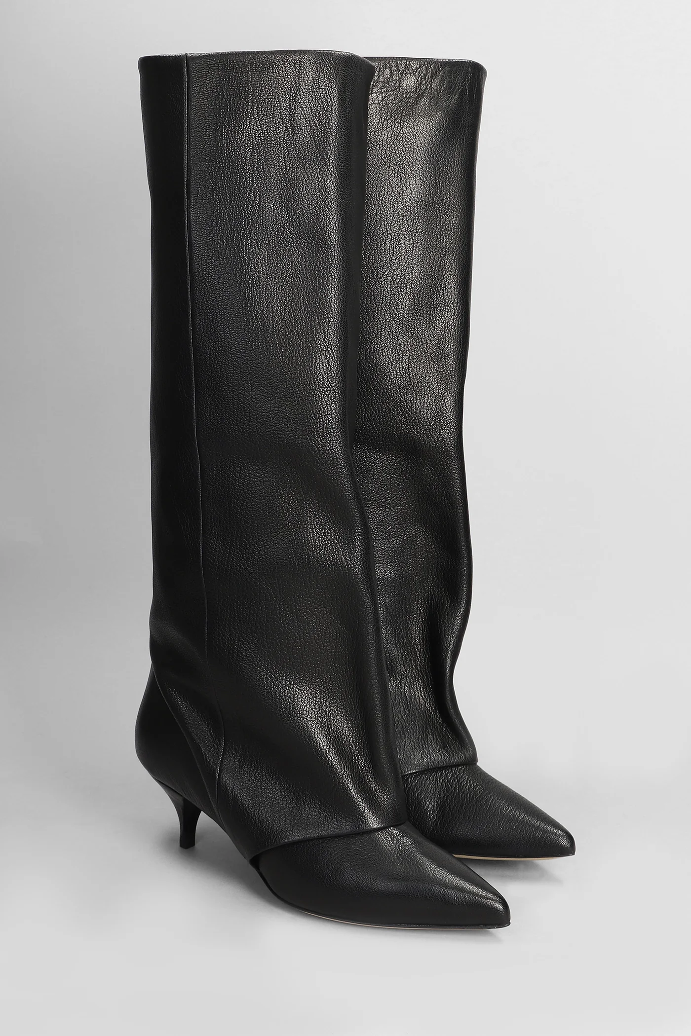 High heels boots in black leather - Image 2
