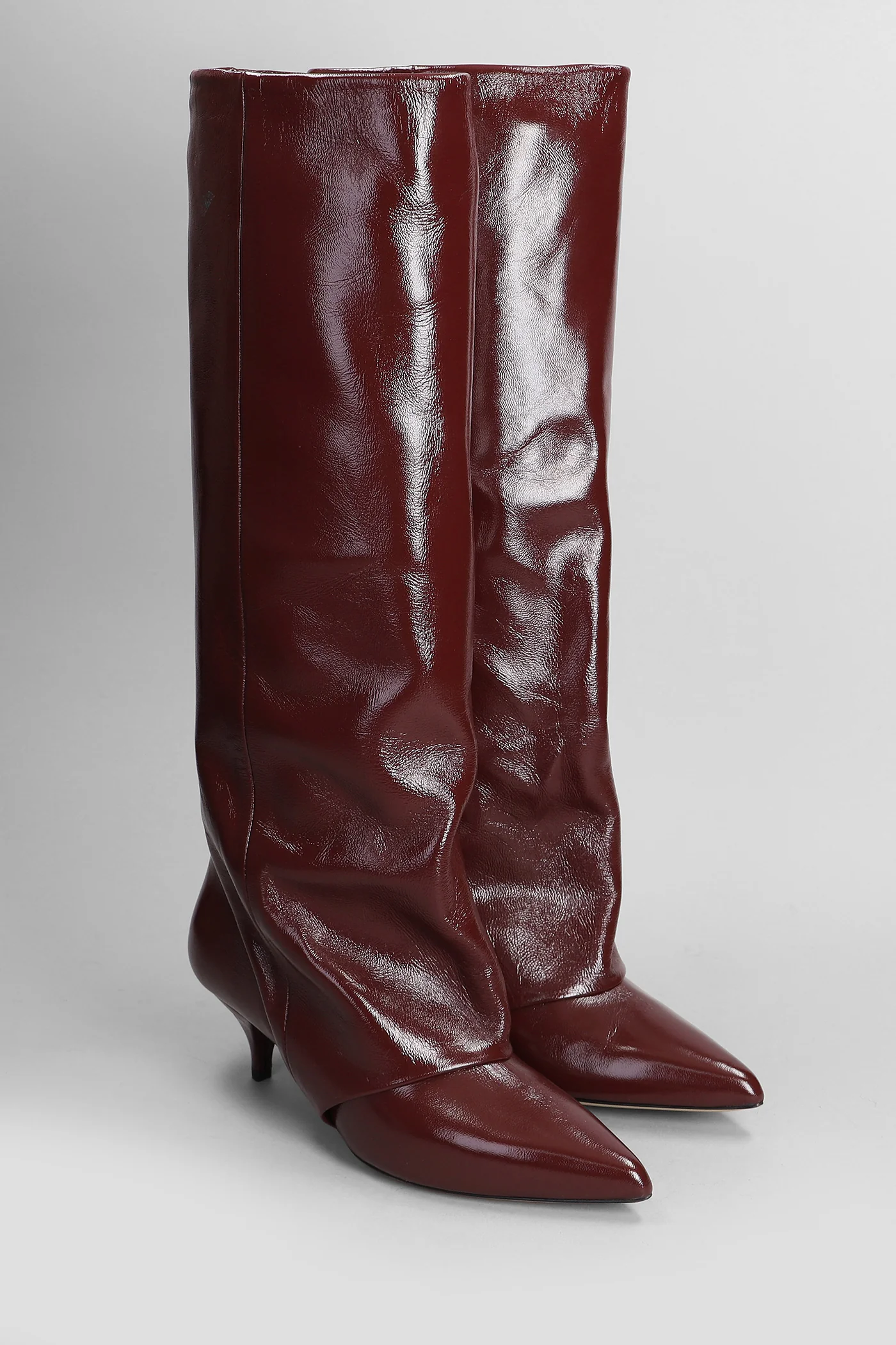 High heels boots in bordeaux leather - Image 2