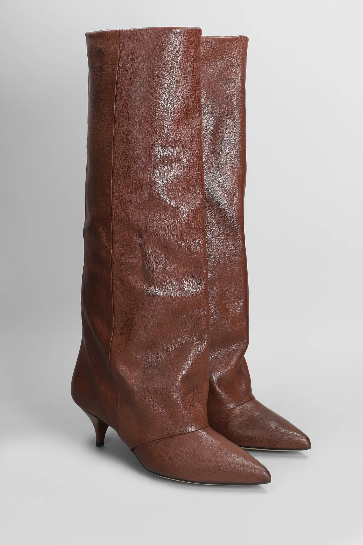 High heels boots in leather color leather - Image 2