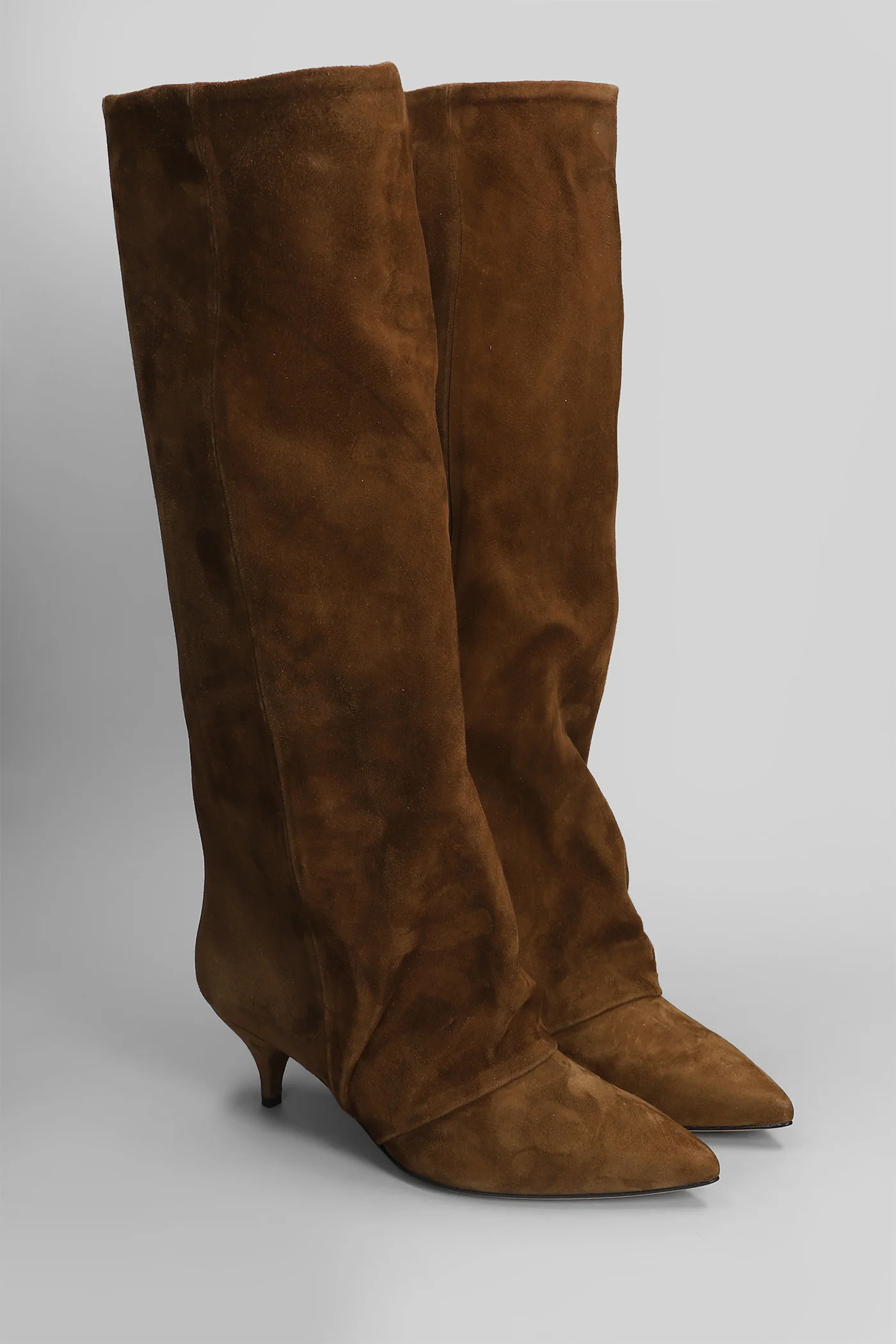 High heels boots in leather color suede - Image 2