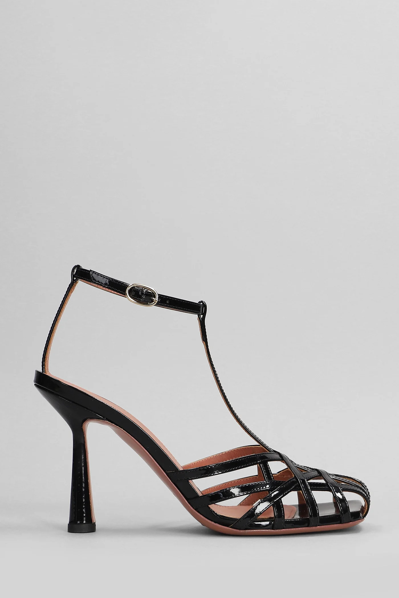 Lidia Sandals in black patent leather