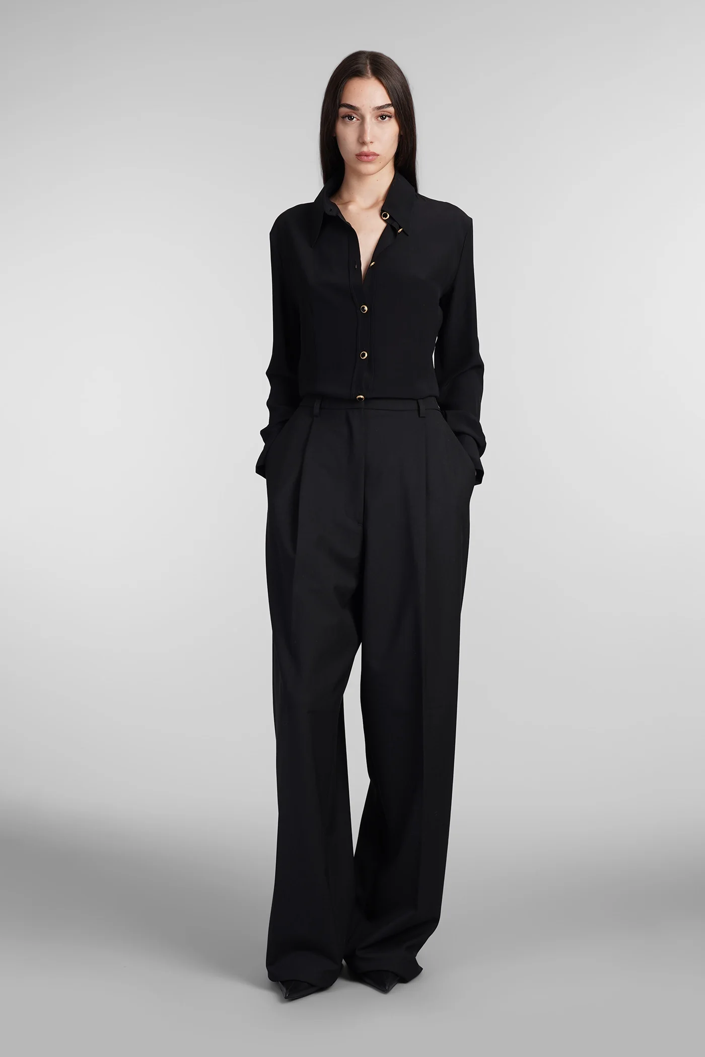 Shirt in black silk - Image 2