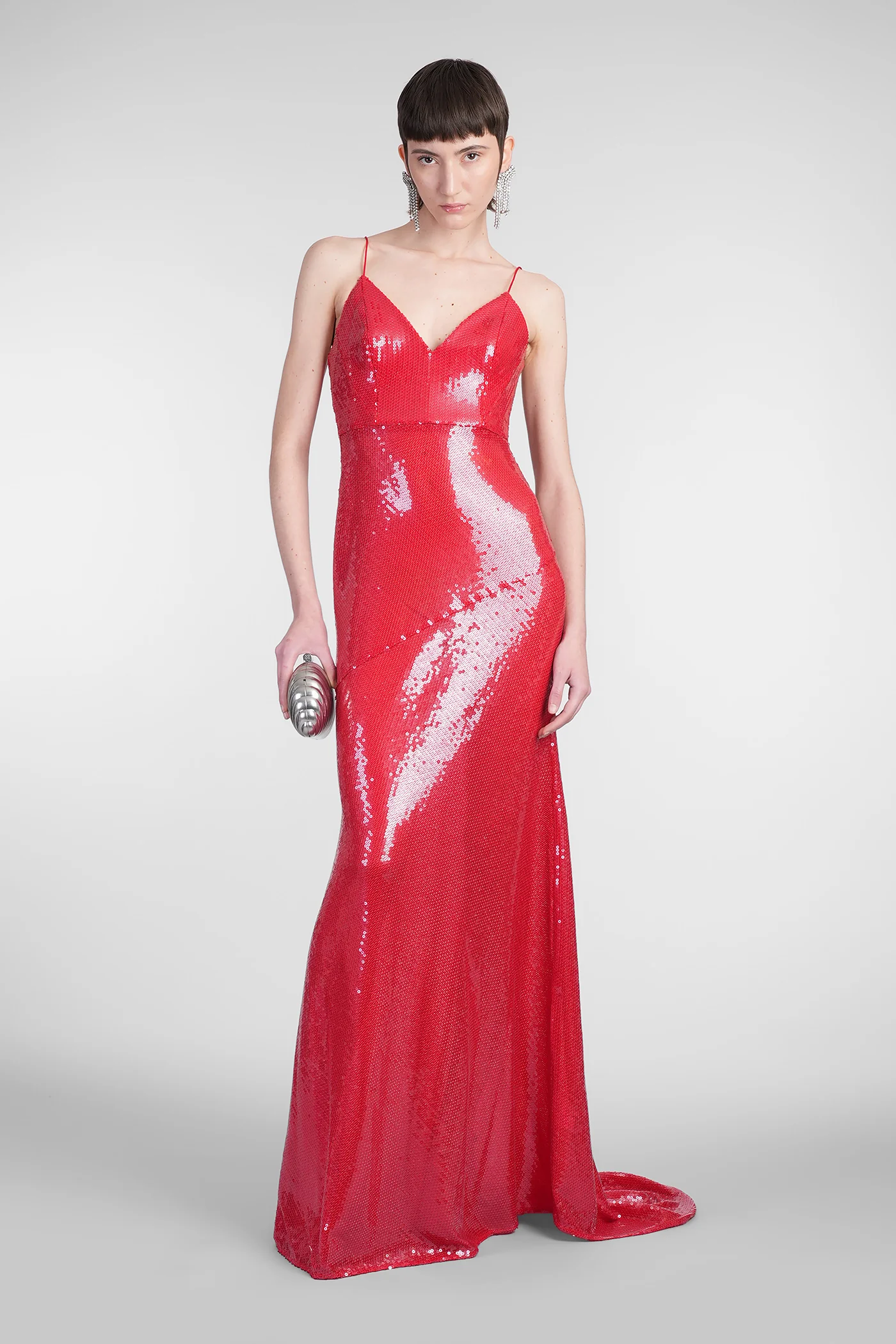 Dress woman  in red polyester - Image 2