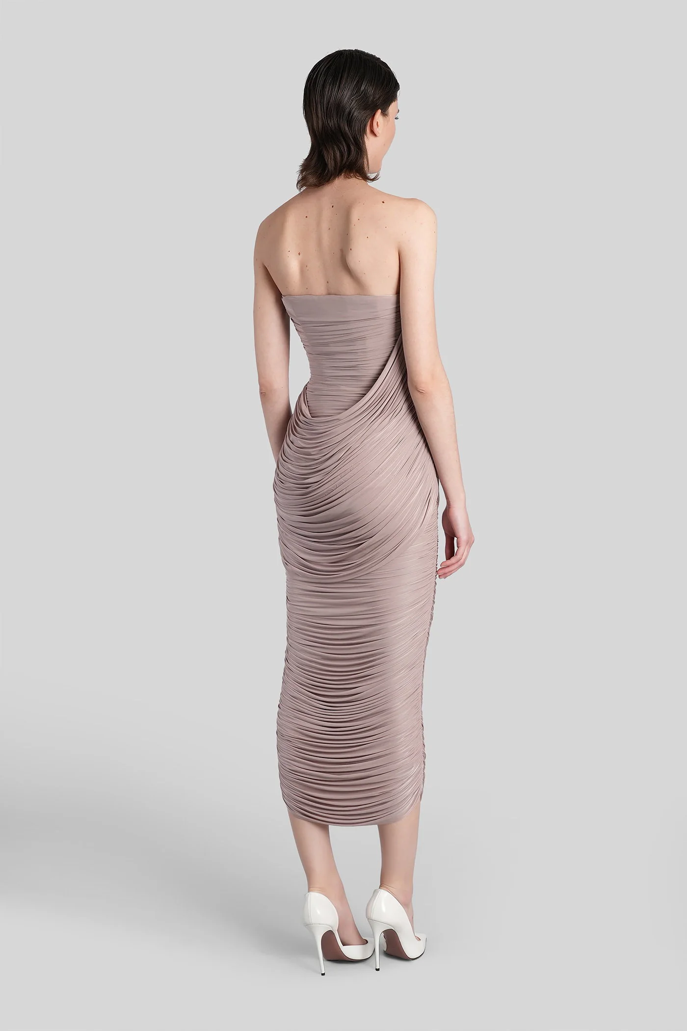 Long dress in rose-pink viscose - Image 3
