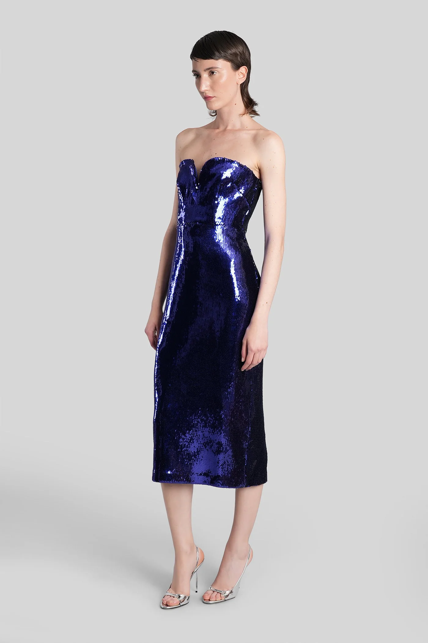 Long dress in Viola polyester - Image 4