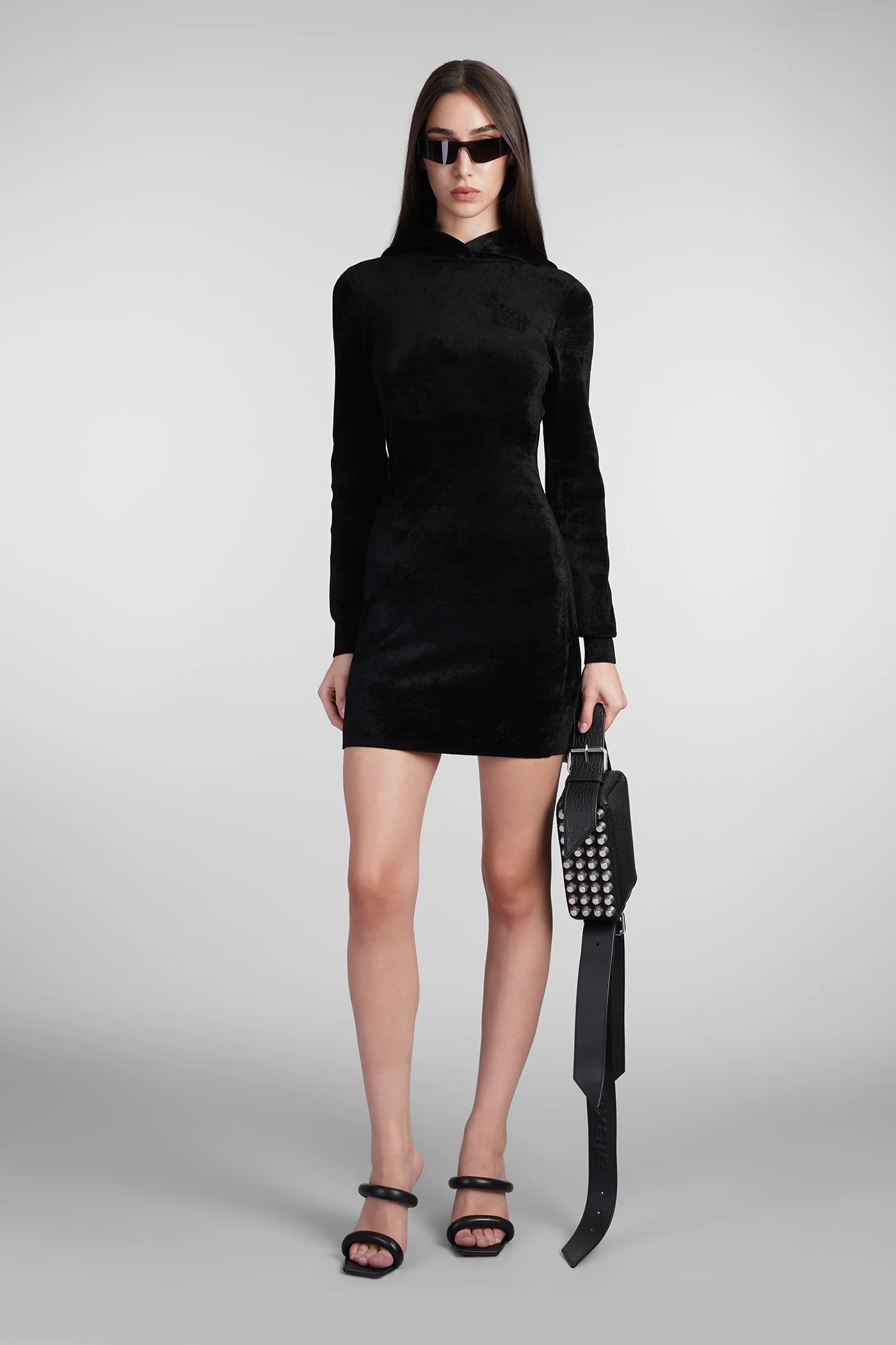 Dress woman in black viscose - Image 2