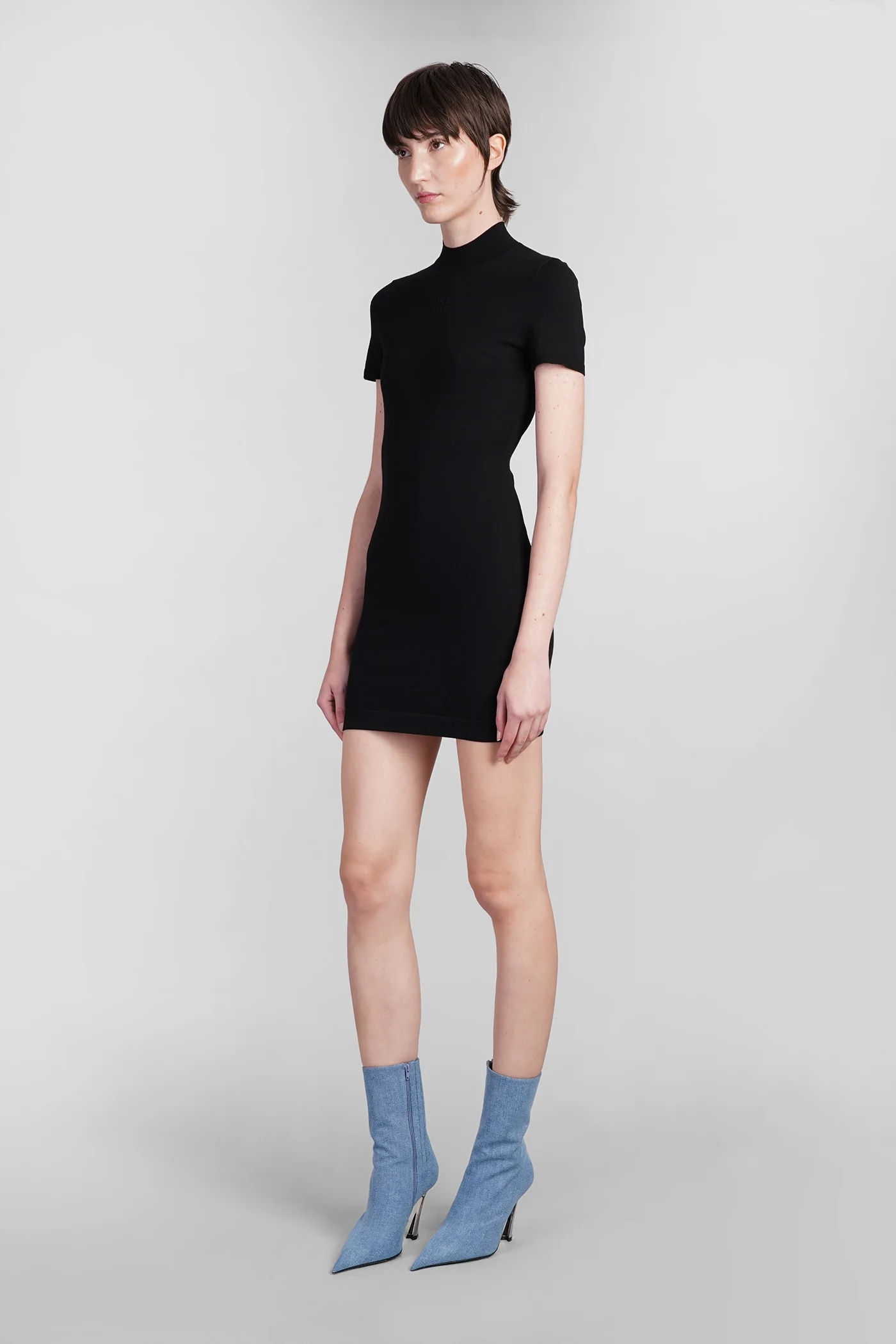 Dress woman in black viscose - Image 4